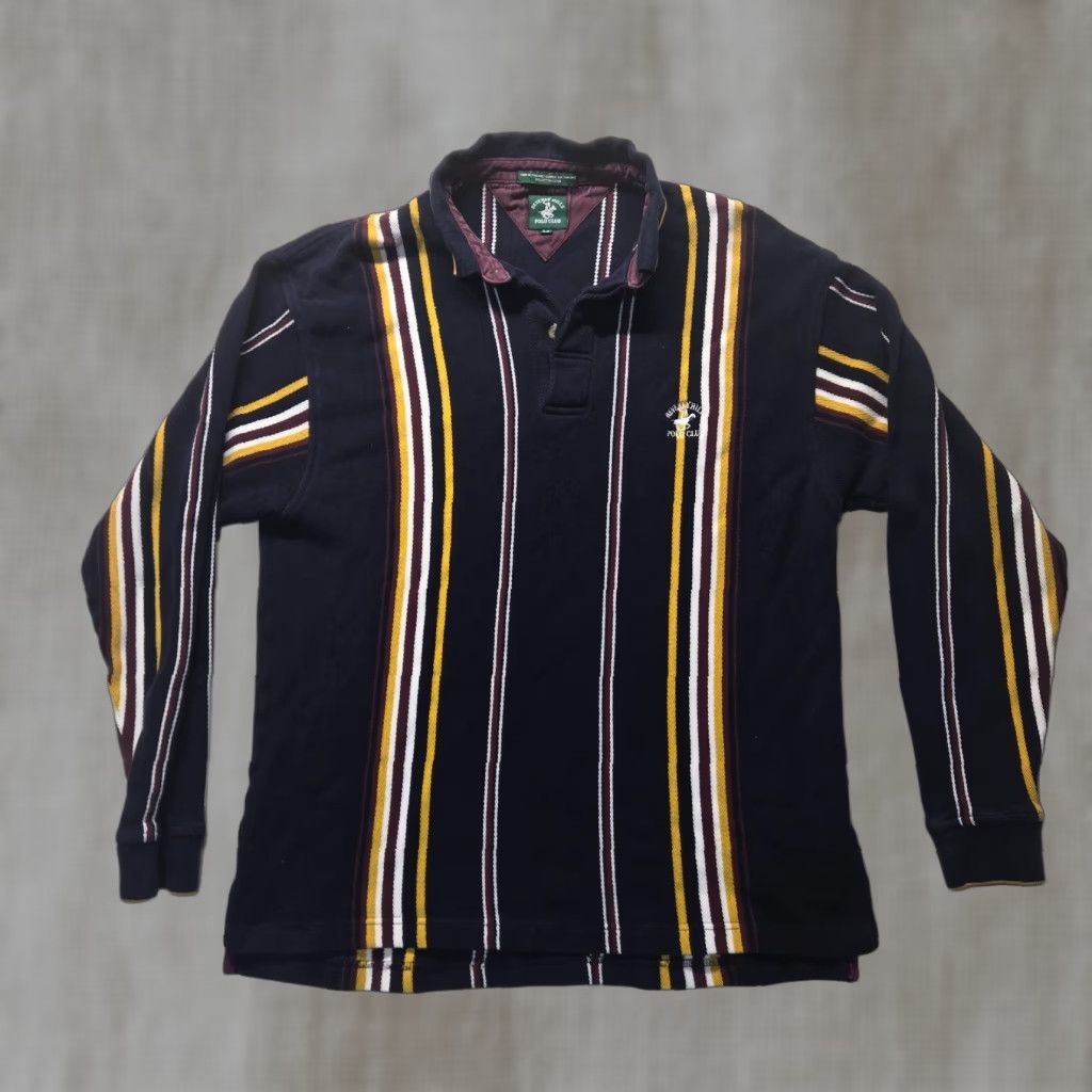 Beverly Hills Polo Club Beverly Hills Polo Club Shirt Polo Adult Men L Striped Multicolor 100% Cotton Golf Heavy Long Sleeve Size US L / EU 52-54 / 3 - 1 Thumbnail