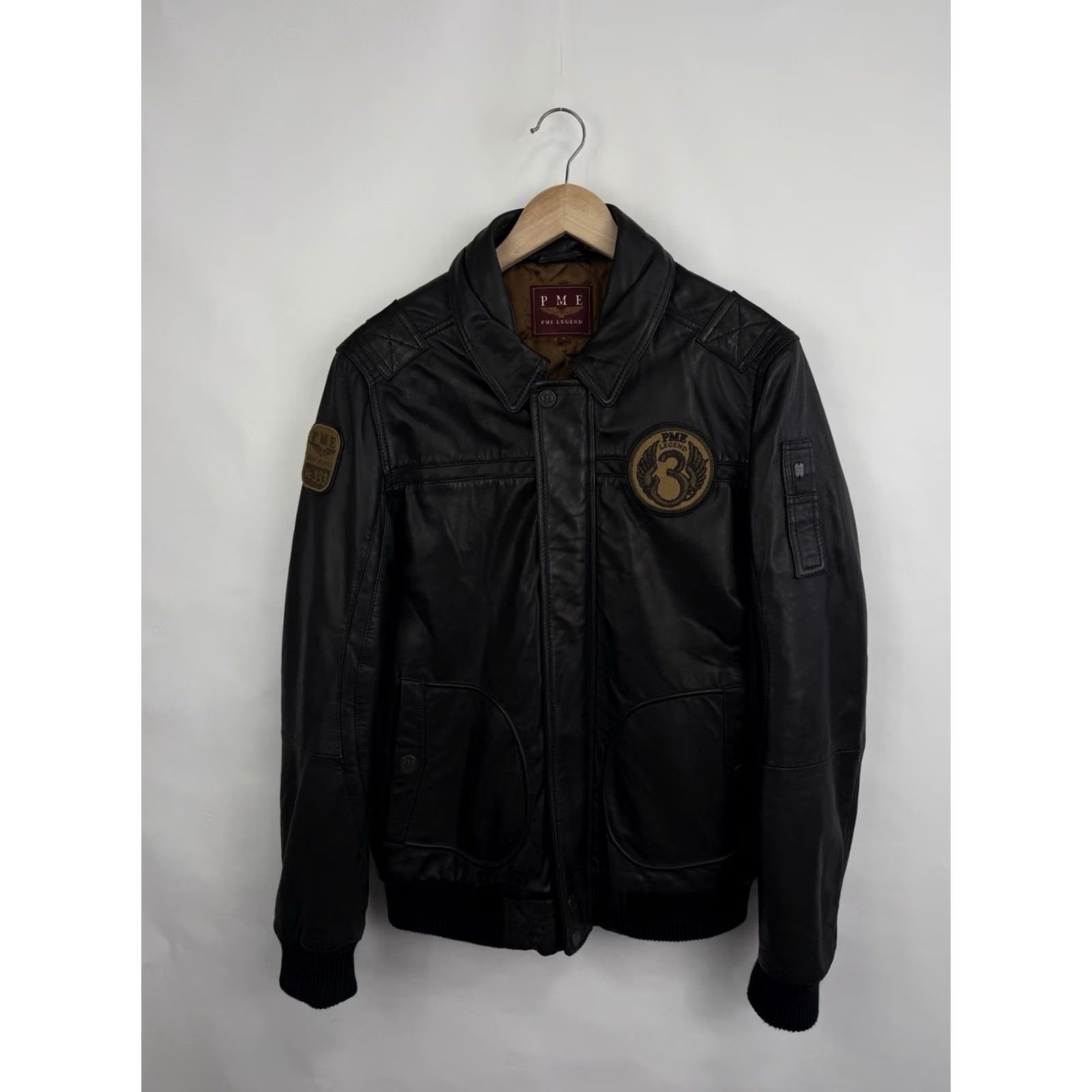 Vintage PME Legend A-28 Hudson Lockheed Sheep Leather Bomber Jacket S Mens Black Jacket Size US S / EU 44-46 / 1 - 4 Thumbnail