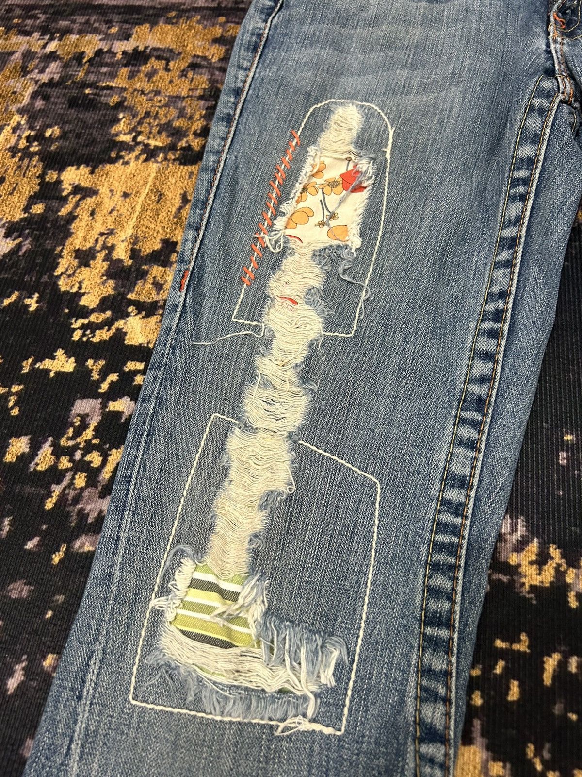 True Religion True Religion Patch work Spiral Flare Jeans Size US 27 - 6 Thumbnail