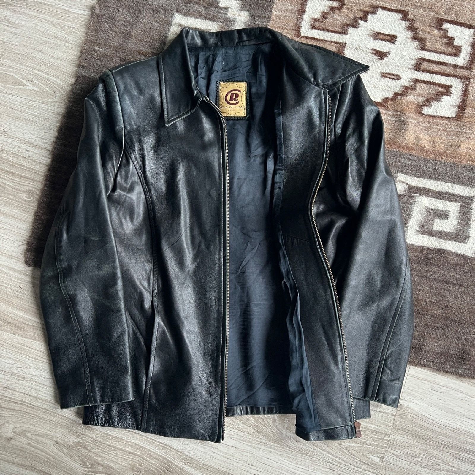 Genuine Leather Vintage French European Leather Minimalist Jacket 9908AC Size L / US 10 / IT 46 - 10 Thumbnail