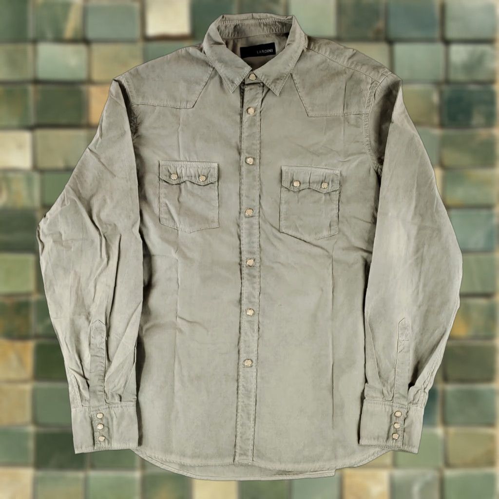 Lardini Lardini Pearl Snap Sawtooth Shirt Western Long Sleeve Green Mens XL 44/17.5 Size US XL / EU 56 / 4 - 1 Thumbnail