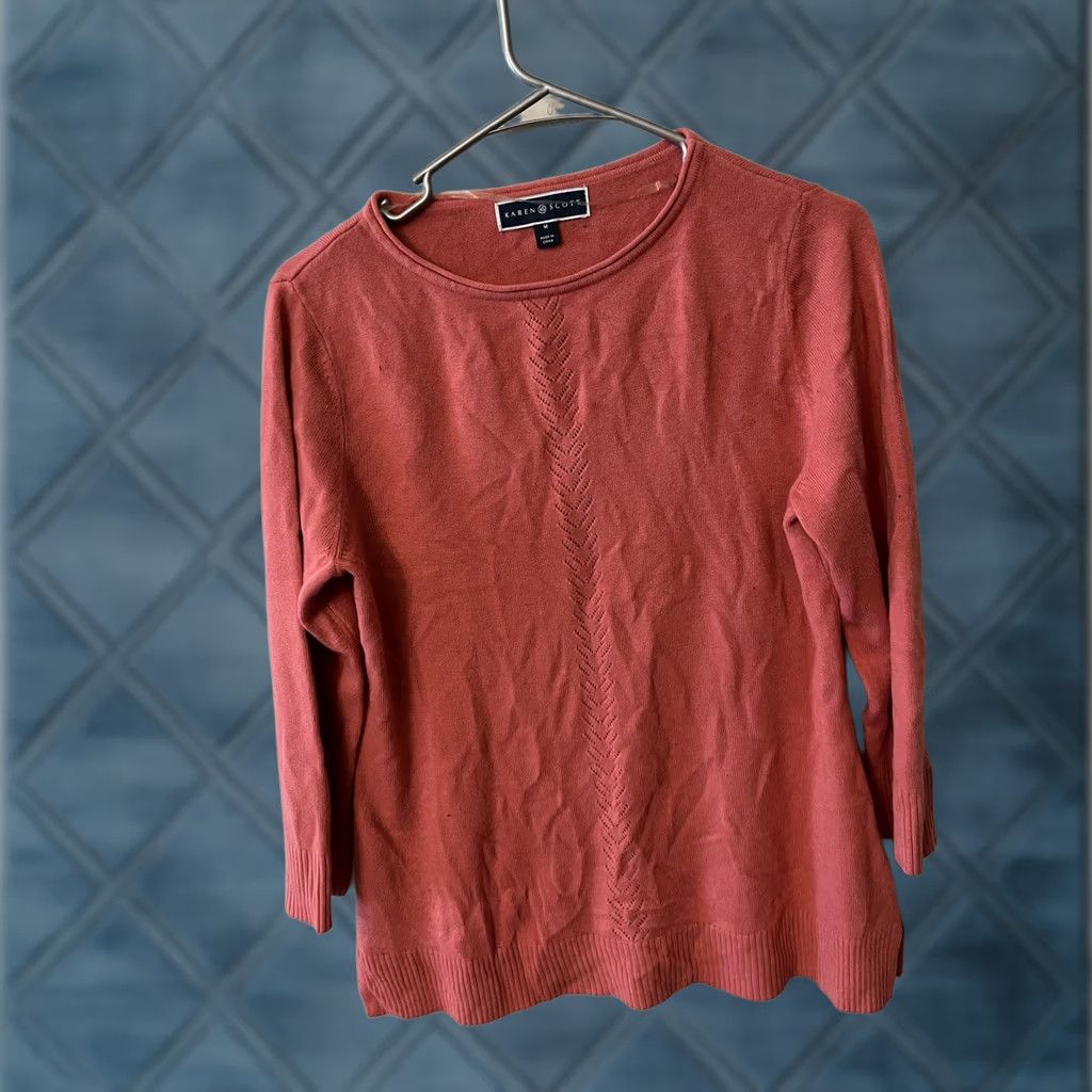 Vintage Karen Scott Sweater Women Size Medium Pink Knit Top Orchard 3/4 Sleeve Size M / US 6-8 / IT 42-44 - 1 Thumbnail