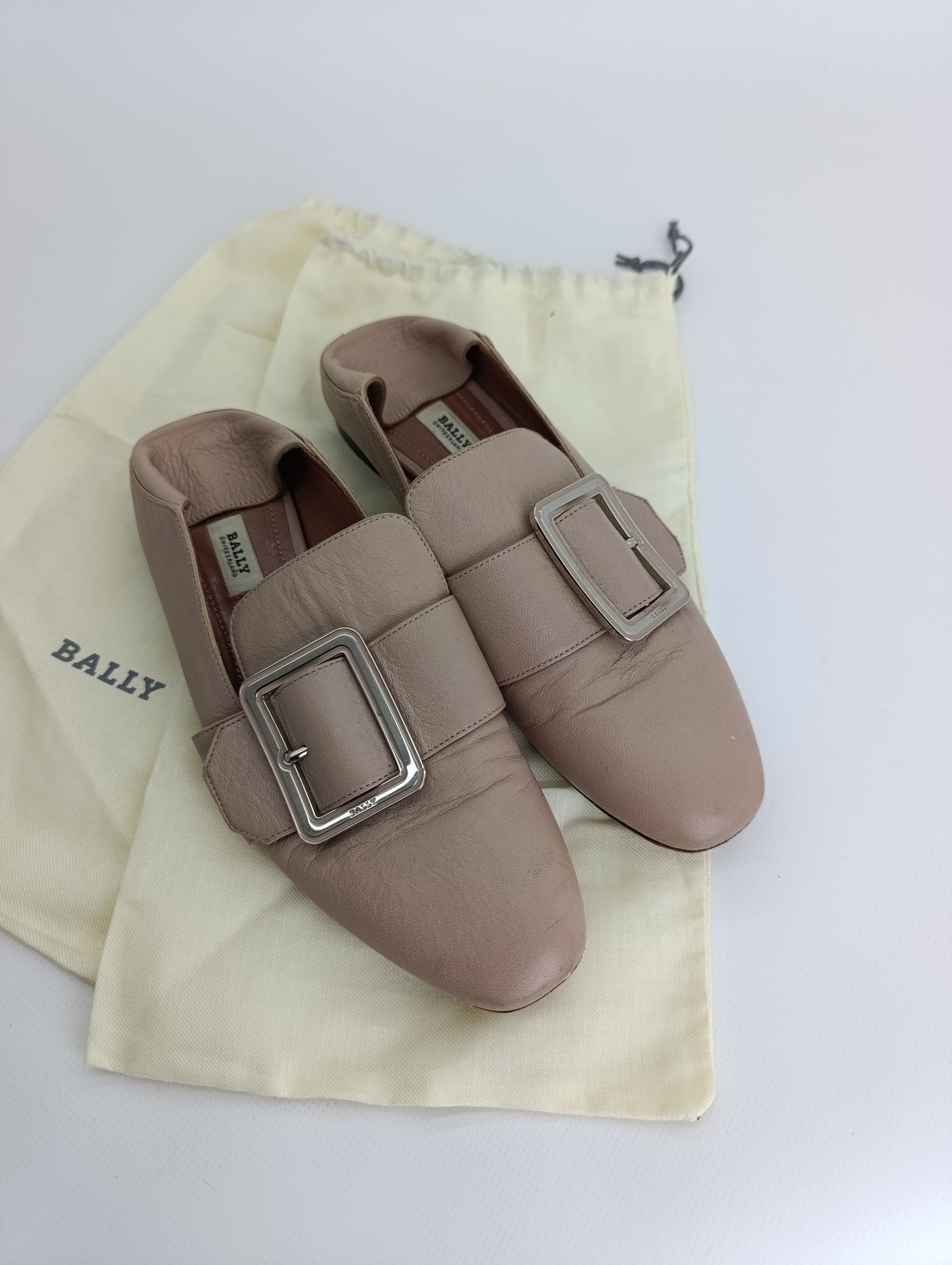 Bally BALLY JANELLE LEATHER LOAFERS MULES BEIGE Size US 7.5 / IT 37.5 - 6 Thumbnail