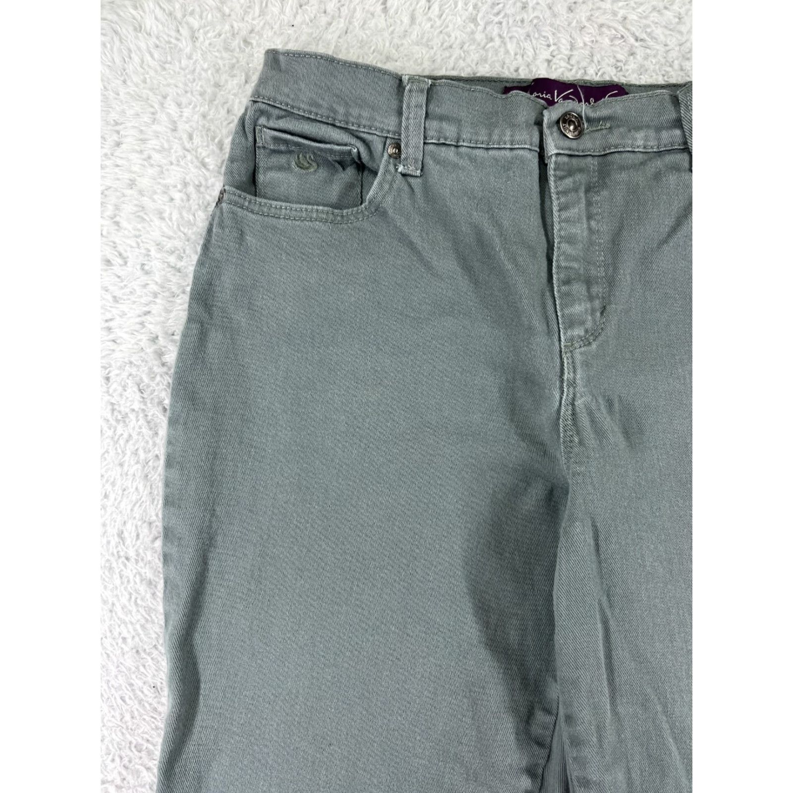 Gloria Vanderbilt VINTAGE Gloria Vanderbilt Amanda Jeans Womens 8 Green Denim 5-Pocket Design Regular Mid Rise Cotton Blend Stretch Size 30" / US 8 / IT 44 - 7 Thumbnail