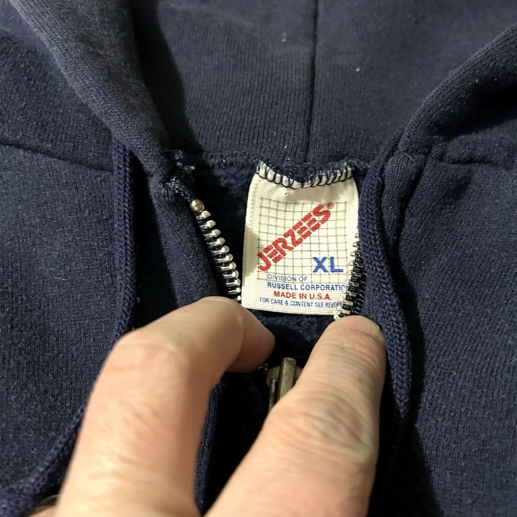 Jerzees VINTAGE Jerzees Hoodie Full Zip 90s Navy XL Mens Size US XL / EU 56 / 4 - 3 Thumbnail