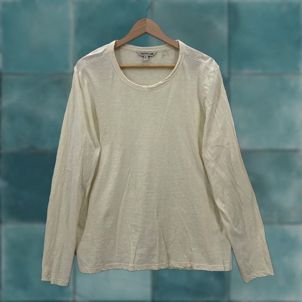 Toad&Co Toad&Co Shirt Womens XL Beige Organic Cotton Tee Long Sleeve Crew Hiking Primo Size XL / US 12-14 / IT 48-50 - 1 Thumbnail