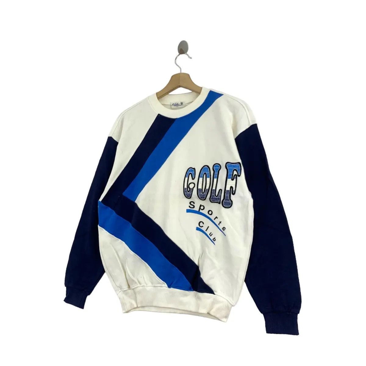 Vintage Vintage GOLF SPORTS CLUB Striped Logo Sweatshirt Sweater Size M / US 6-8 / IT 42-44 - 2 Thumbnail