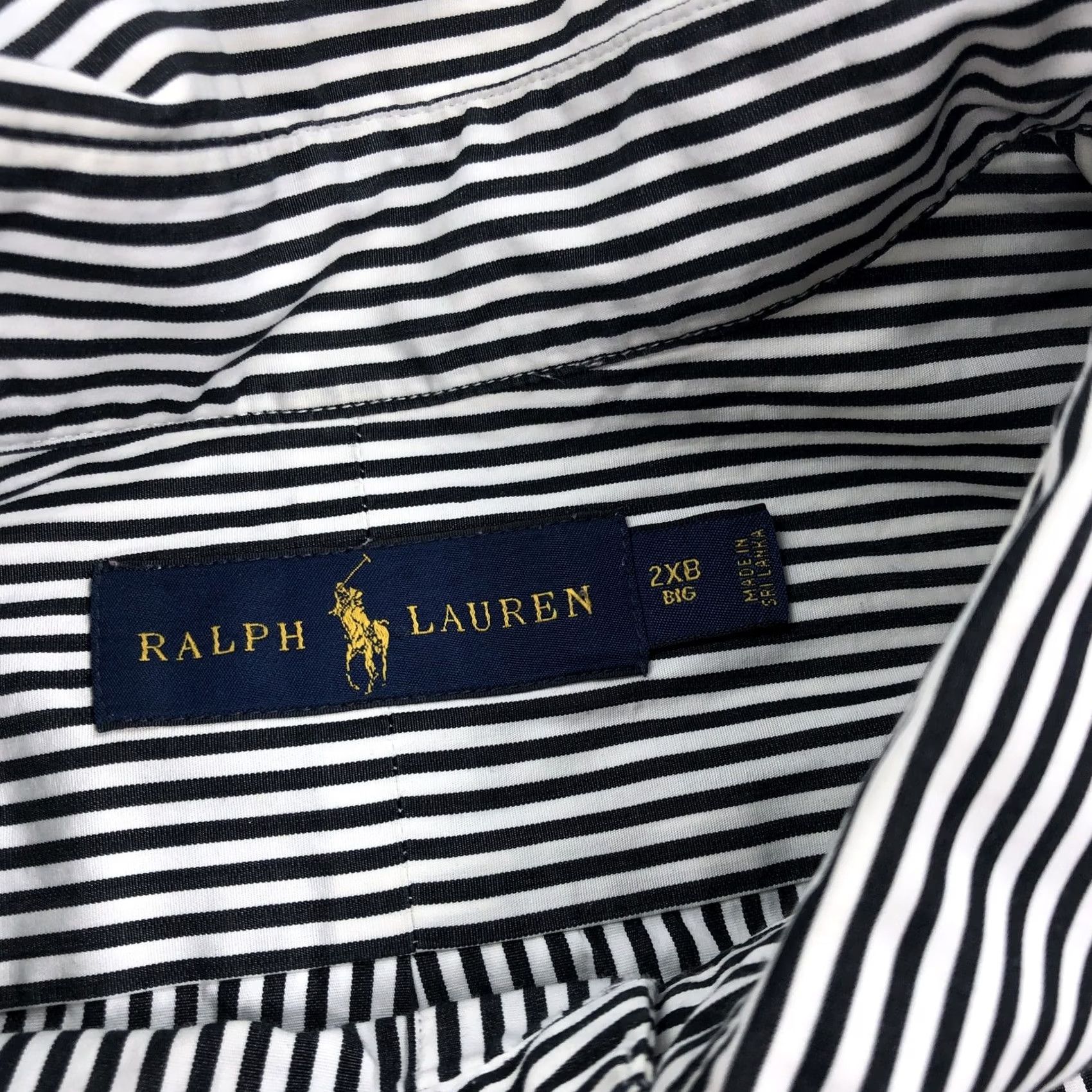 Ralph Lauren Ralph Lauren Shirt Button-Down 2XB Big & Tall Black White Stripe Long Sleeve Embroidered Logo, 100 Cotton, Classic Fit, Casual Business Travel Men Size US XXL / EU 58 / 5 - 4 Thumbnail