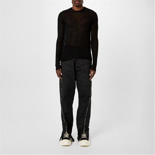Rick Owens o1g2r1mq0624 Knit Crew Top in Black Size US S / EU 44-46 / 1 - 4 Thumbnail