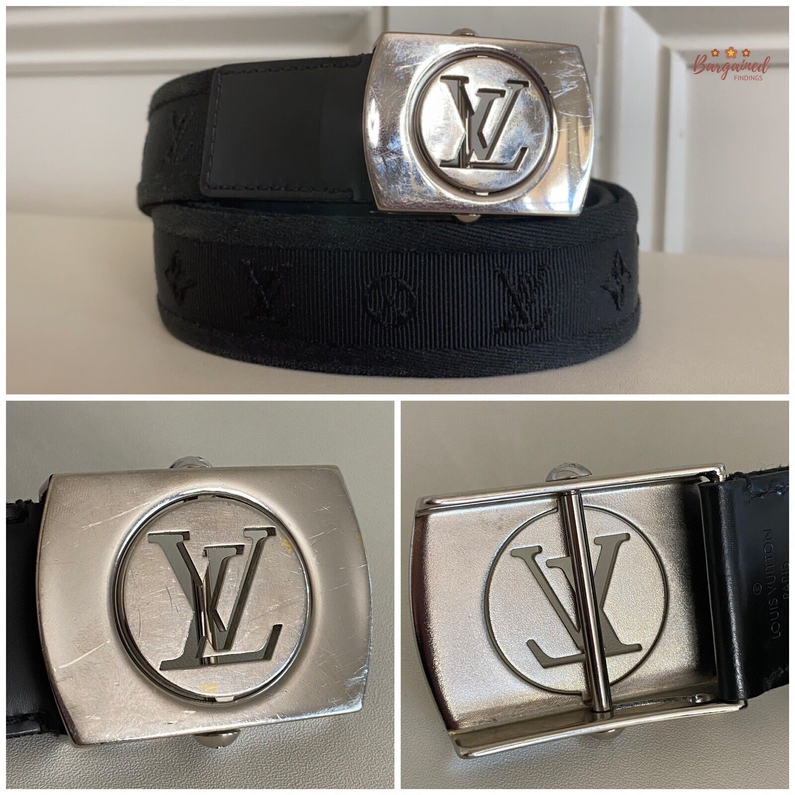 Louis Vuitton Louis Vuitton Black Monogram Fabric Fortune Sangle Belt Size 32 - 4 Thumbnail