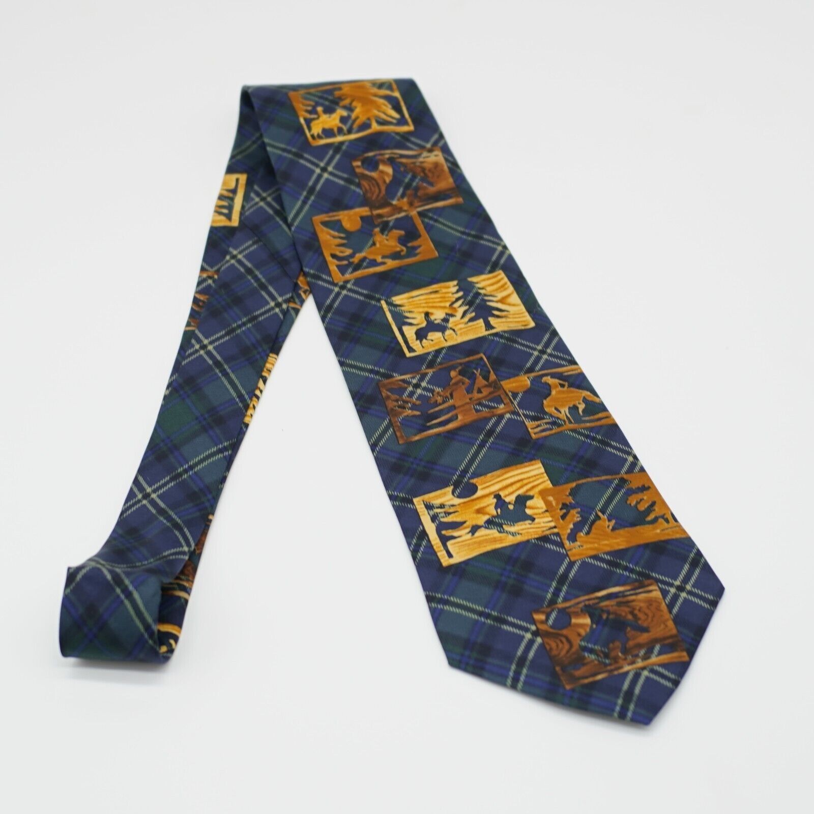 Structure Structure Blue Green Plaid Cowboy Novelty Print Short Wide S Size ONE SIZE - 6 Thumbnail