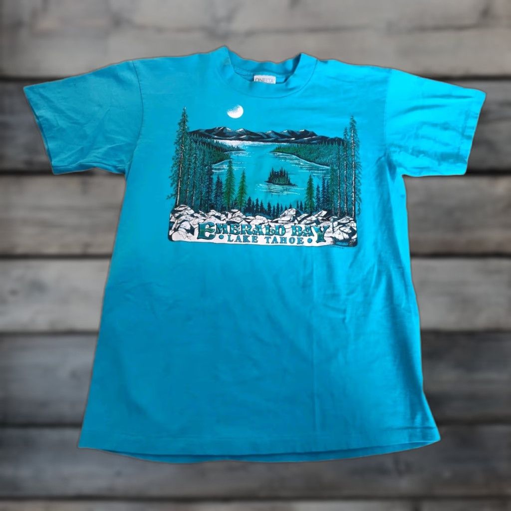 Vintage Vtg 80s Lake Tahoe Tee Shirt Sz L Mountain Emerald Bay Single Stitch Oneita Tag Shirt Tee Lake Tahoe Vintage True Oneita 80s Graphic Size US L / EU 52-54 / 3 - 1 Thumbnail