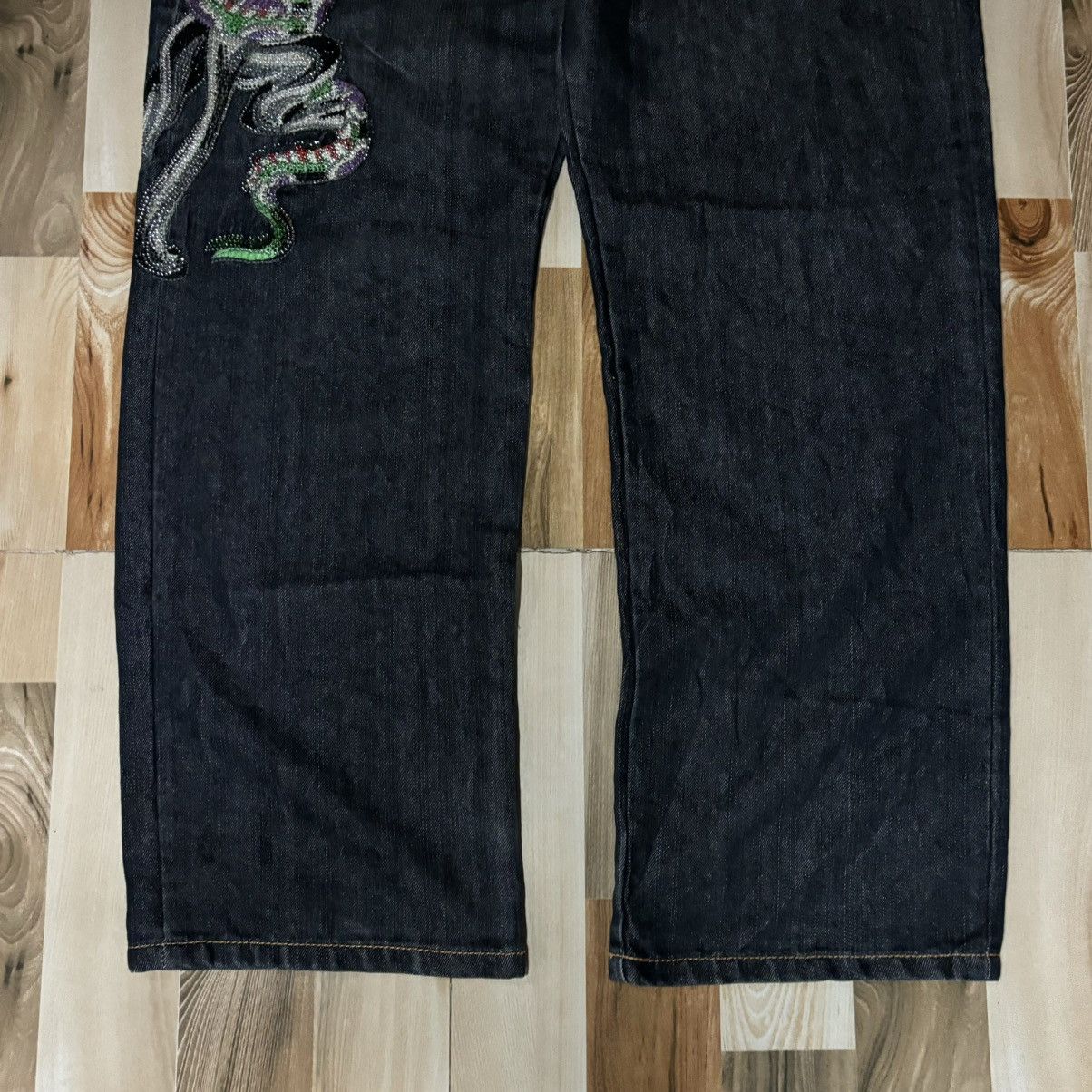 Christian Audigier × Ed Hardy Vintage 00s Edhardy Spell Out Tiger Leopard Jeans Size US 36 / EU 52 - 8 Thumbnail