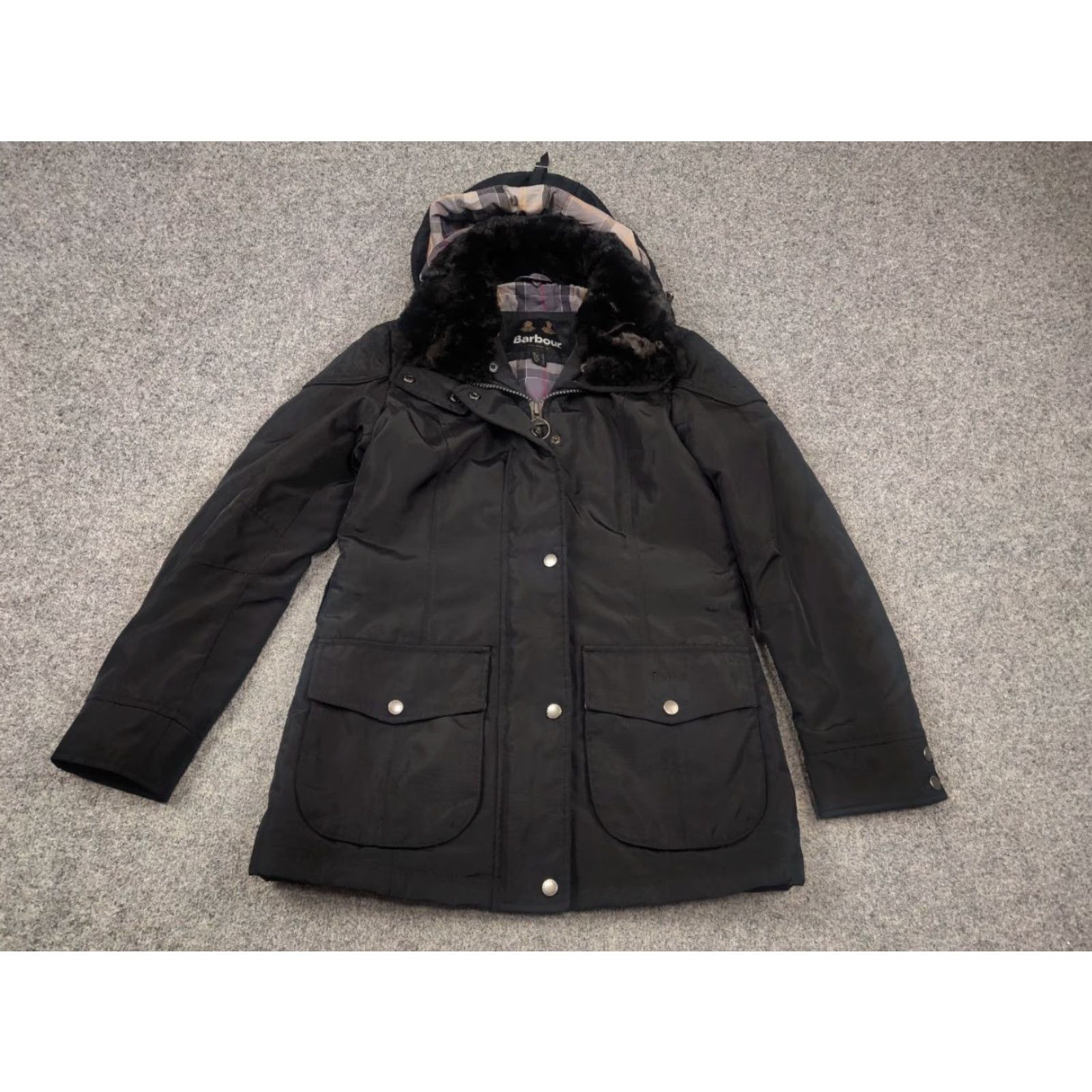 Barbour Barbour Barbour International Outlaw waterproof Zip Fur Hooded Black Parka Jacket Parade Women M Black Parka Parka Womens Size M / US 6-8 / IT 42-44 - 3 Thumbnail