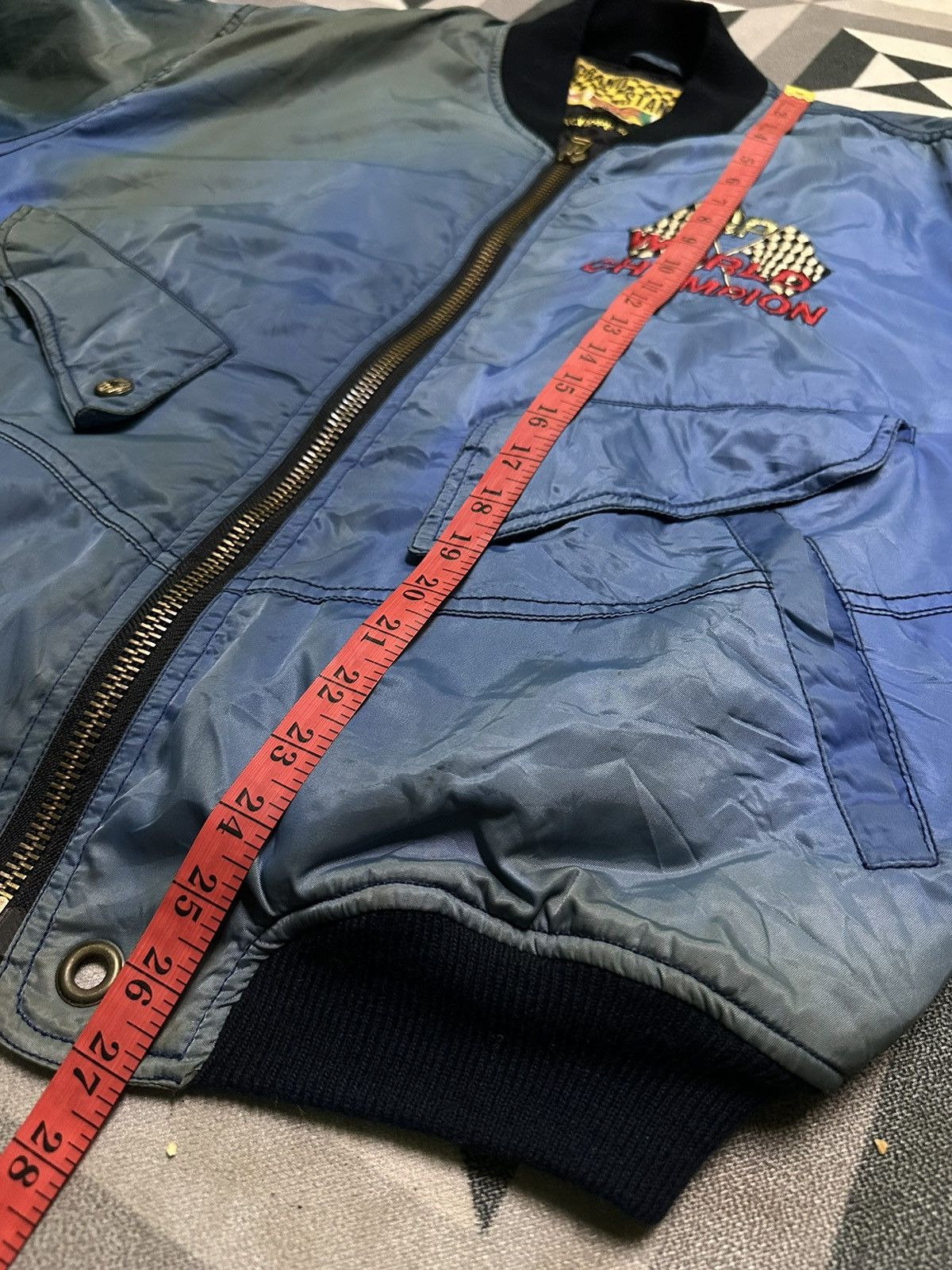 Vintage Sunfaded Vintage Grand prix world champion bomber jacket Size US M / EU 48-50 / 2 - 11 Thumbnail