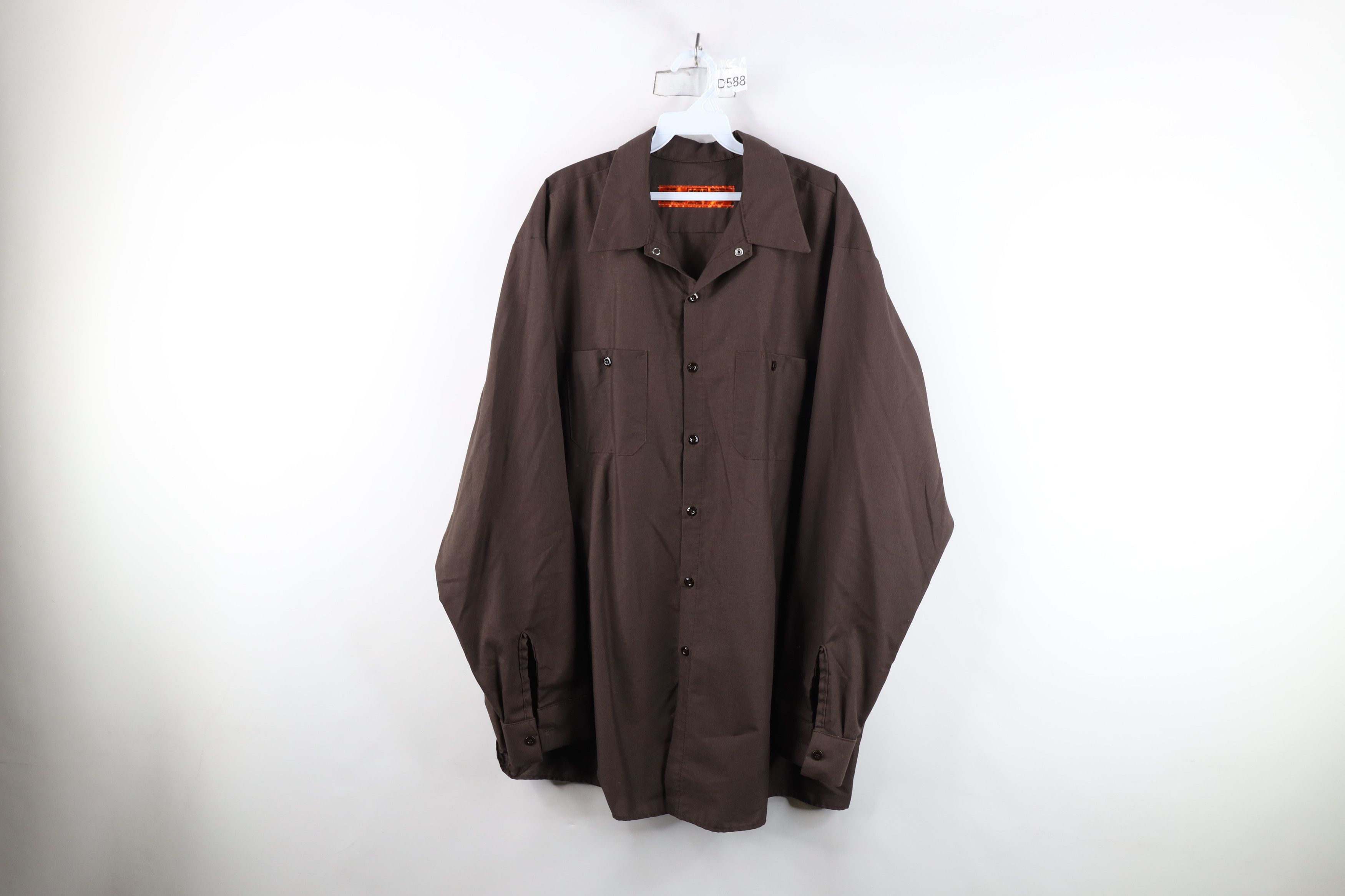 Vintage Vintage 90s Streetwear Workwear Mechanic Button Shirt Brown Size US XXL / EU 58 / 5 - 1 Thumbnail