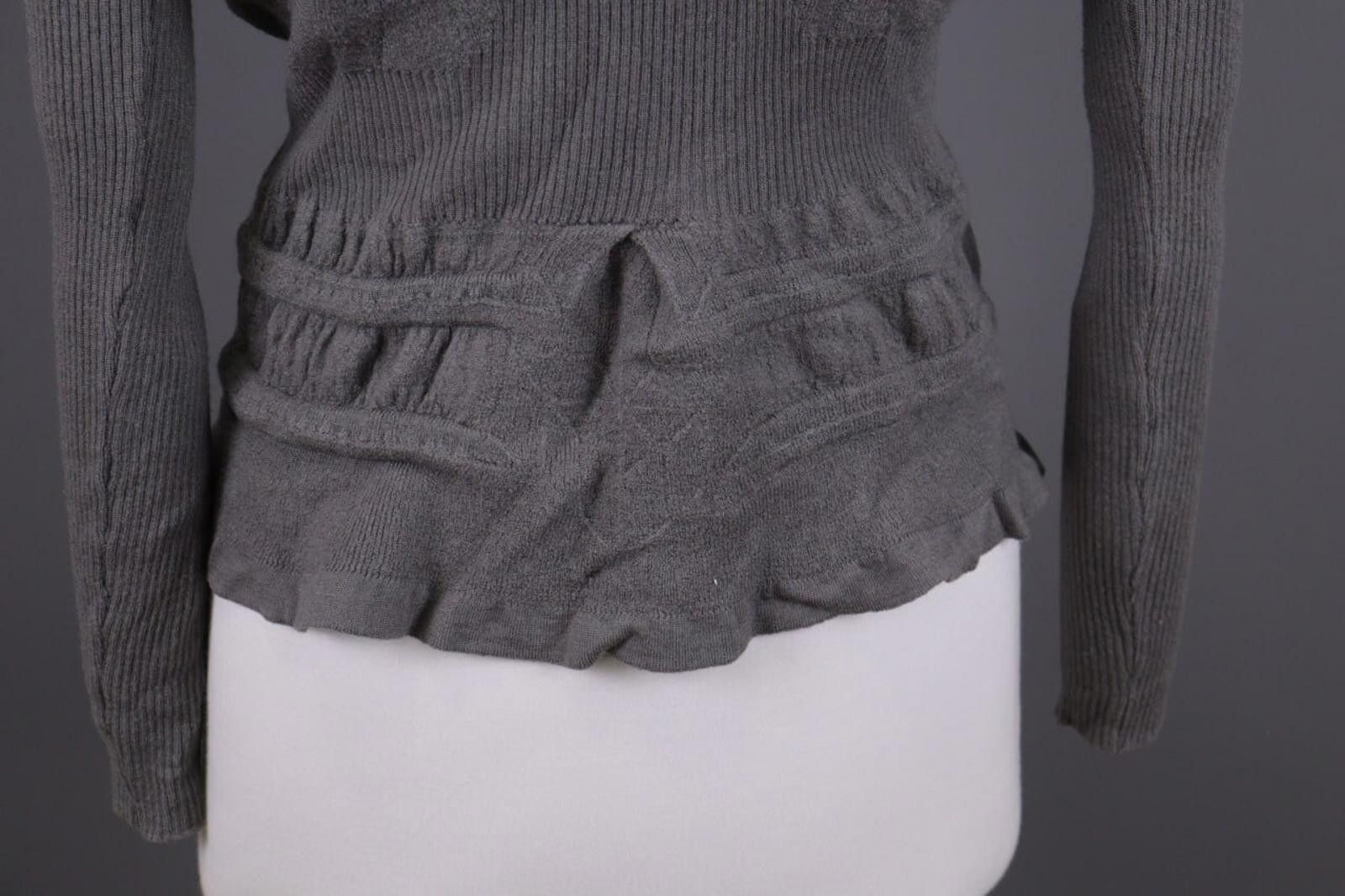 Designer High Use Gray Relaxed Wool Asymmetrica Blouse Top Size S Size S / US 4 / IT 40 - 12 Thumbnail