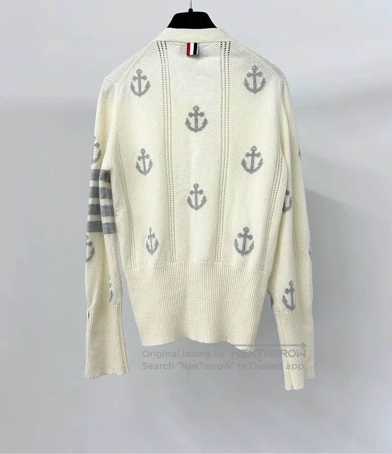 Thom Browne Thom Browne White Printed Cashmere Cardigan Size US XXS / EU 40 - 2 Thumbnail