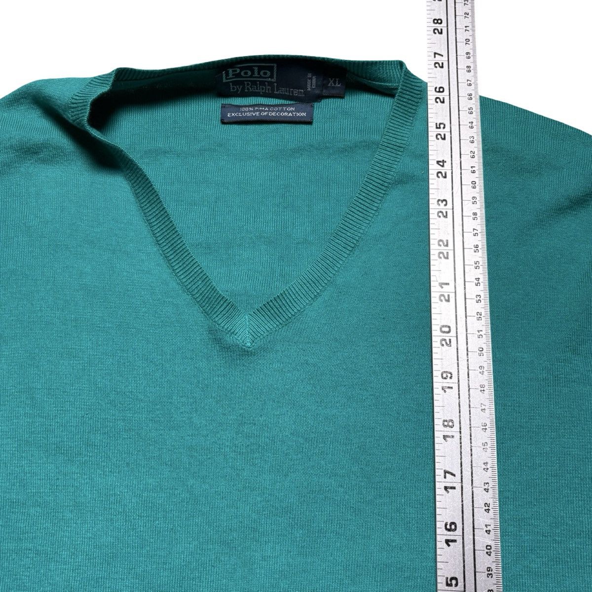 Polo Ralph Lauren Vintage Polo Ralph Lauren Sweater XL Turquoise V Neck Pima Size US XL / EU 56 / 4 - 4 Thumbnail