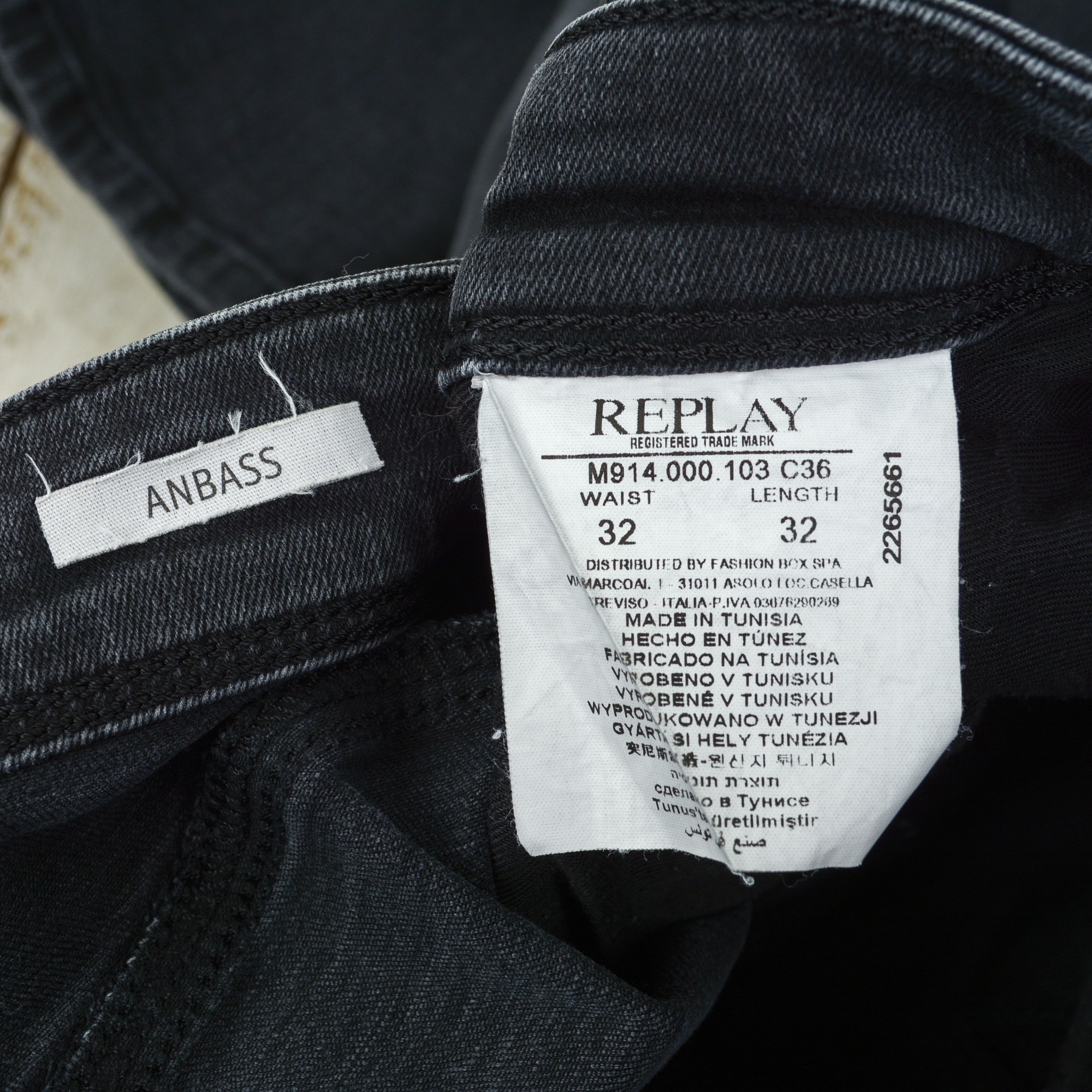 Replay Anbass W32 L32 Slim Fit Straight Jeans Denim Pants Trousers Size US 32 / EU 48 - 8 Thumbnail