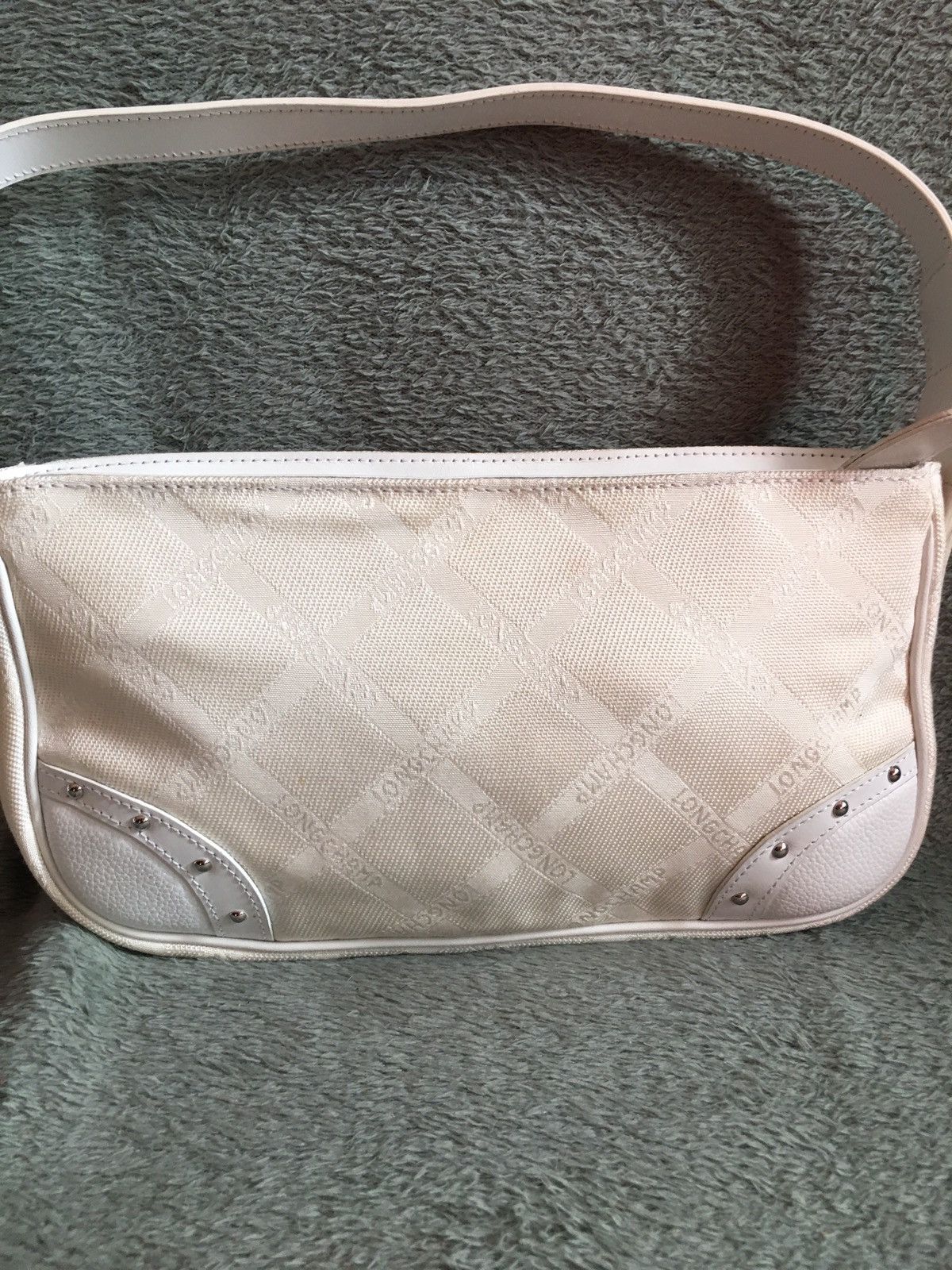 Longchamp Longchamp Ivory White Nylon Leather Handbag Shoulder Bag Size ONE SIZE - 2 Thumbnail