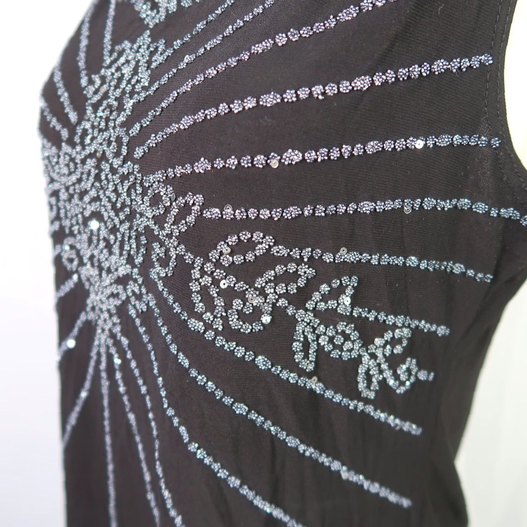 Vintage VINTAGE JBS Tank Womens M Black Beaded Embellished 90s Party Cocktail Sleeveless Size M / US 6-8 / IT 42-44 - 6 Thumbnail