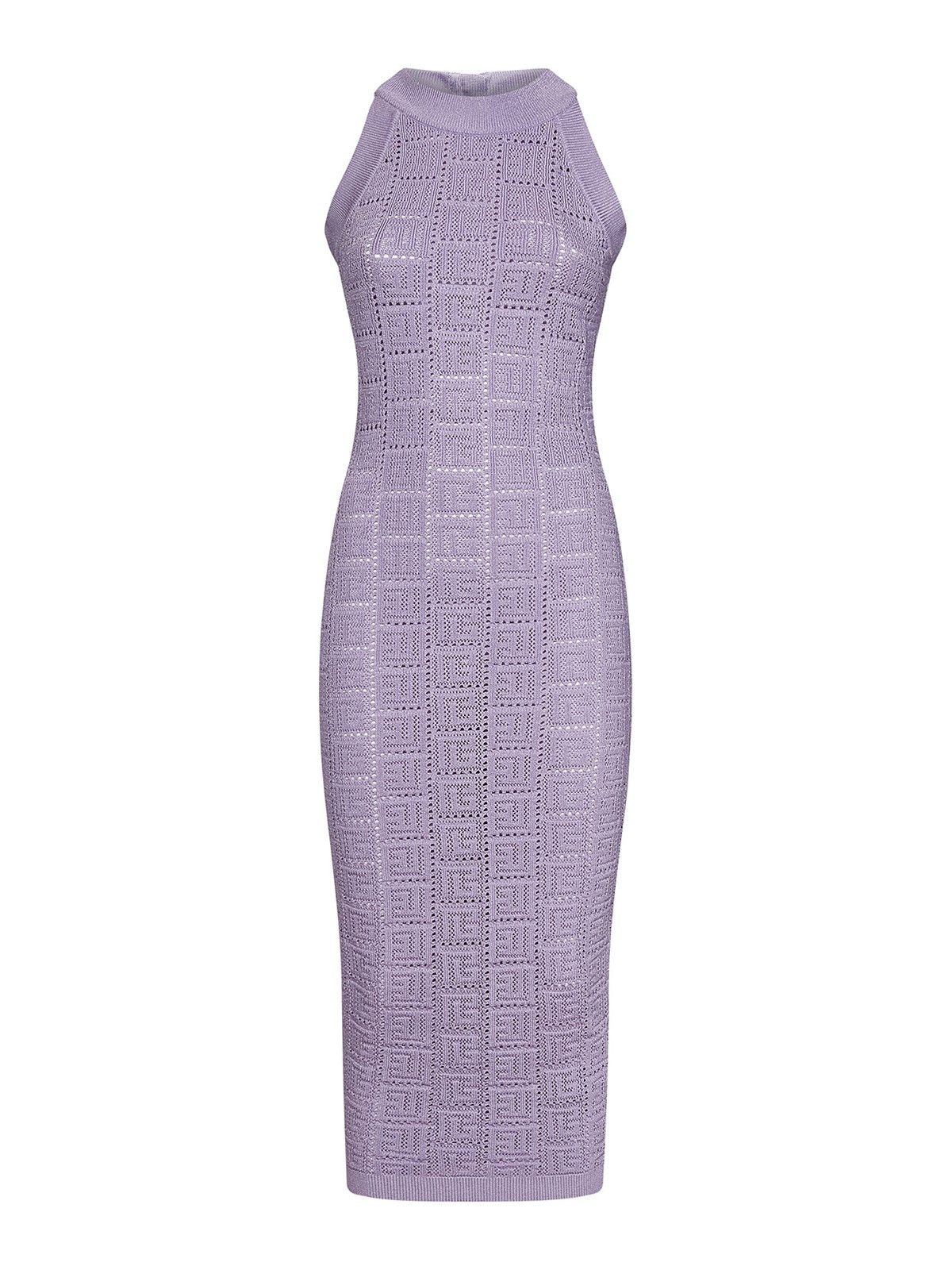 image of Balmain O1Srvl11E0524 Knit Midi Dress In Purple, Women's (Size Small)