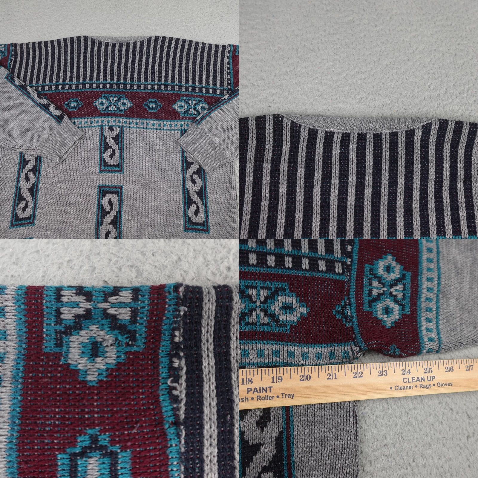 Vintage VINTAGE Bonjour Sweater Mens XL Gray Geometric Acrylic Pullover Made USA 90s Size US XL / EU 56 / 4 - 9 Thumbnail