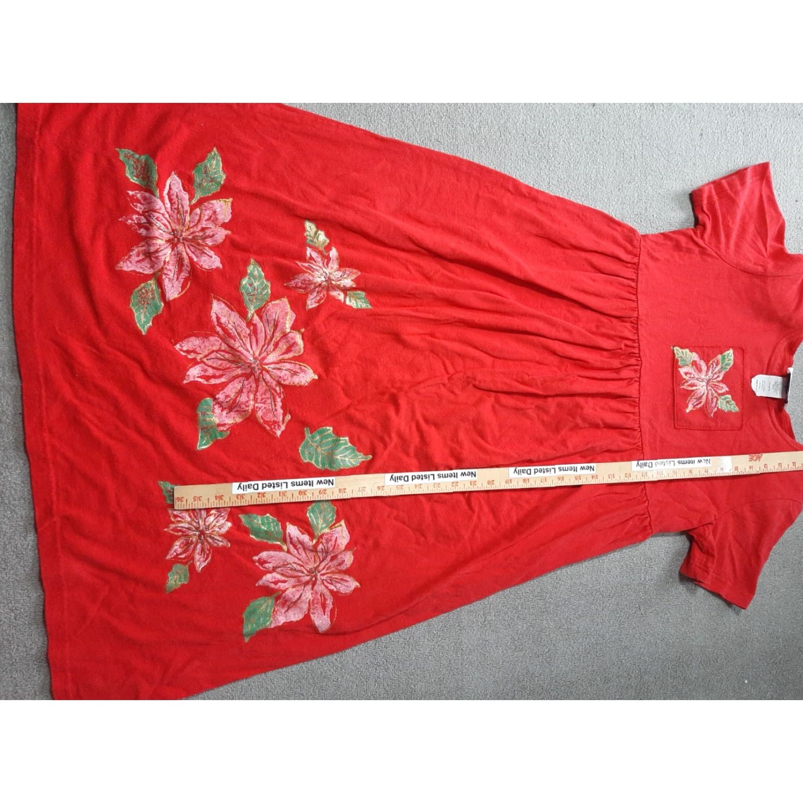 Vintage VINTAGE Copa Cabana Dress Womens Petite Small S Red Floral Short Sleeve USA Made Size 28" / US 6 / IT 42 - 4 Thumbnail
