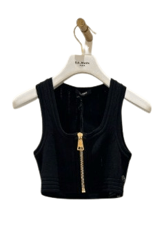 Balmain o1srvl11e1125 Crop Top in Navy Size XS / US 0-2 / IT 36-38 - 1 Preview