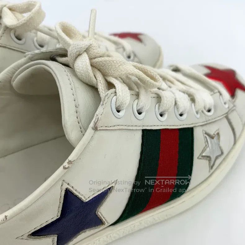 Gucci Gucci White five-pointed star striped webbing casual lace- Size US 5.5 / IT 35.5 - 9 Thumbnail