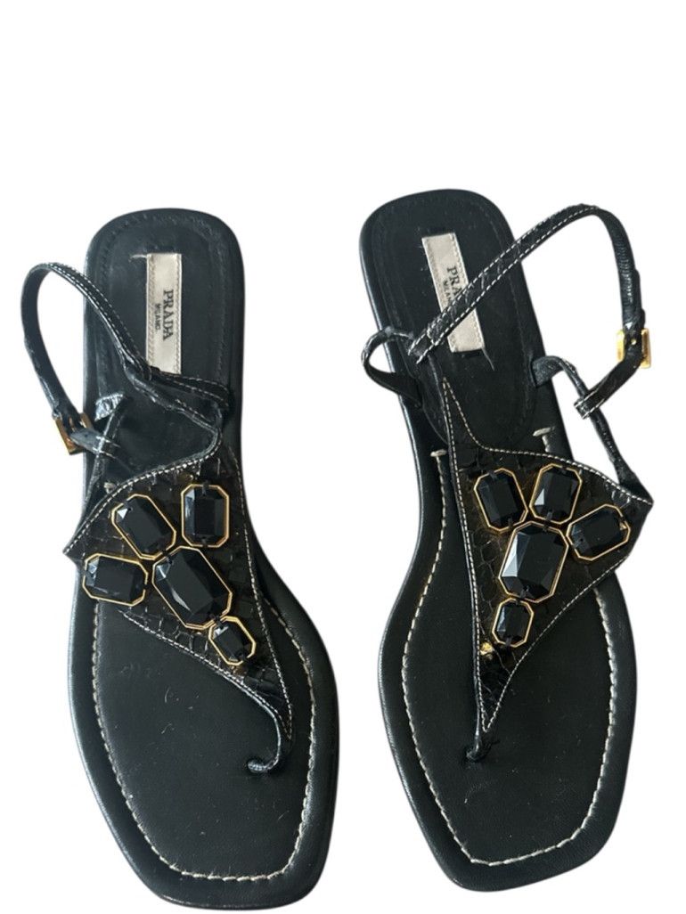 Prada Prada Milano Black Python Embellished size 38.5 Italian Size US 8.5 / IT 38.5 - 2 Thumbnail