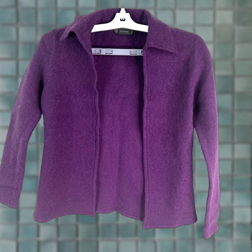 Vintage VINTAGE Moviveaux Jacket Womens PS Purple 100% Wool Open Mid-Length Long Sleeve Classic Fit Australia 90s Designer Size S / US 4 / IT 40 - 1 Thumbnail