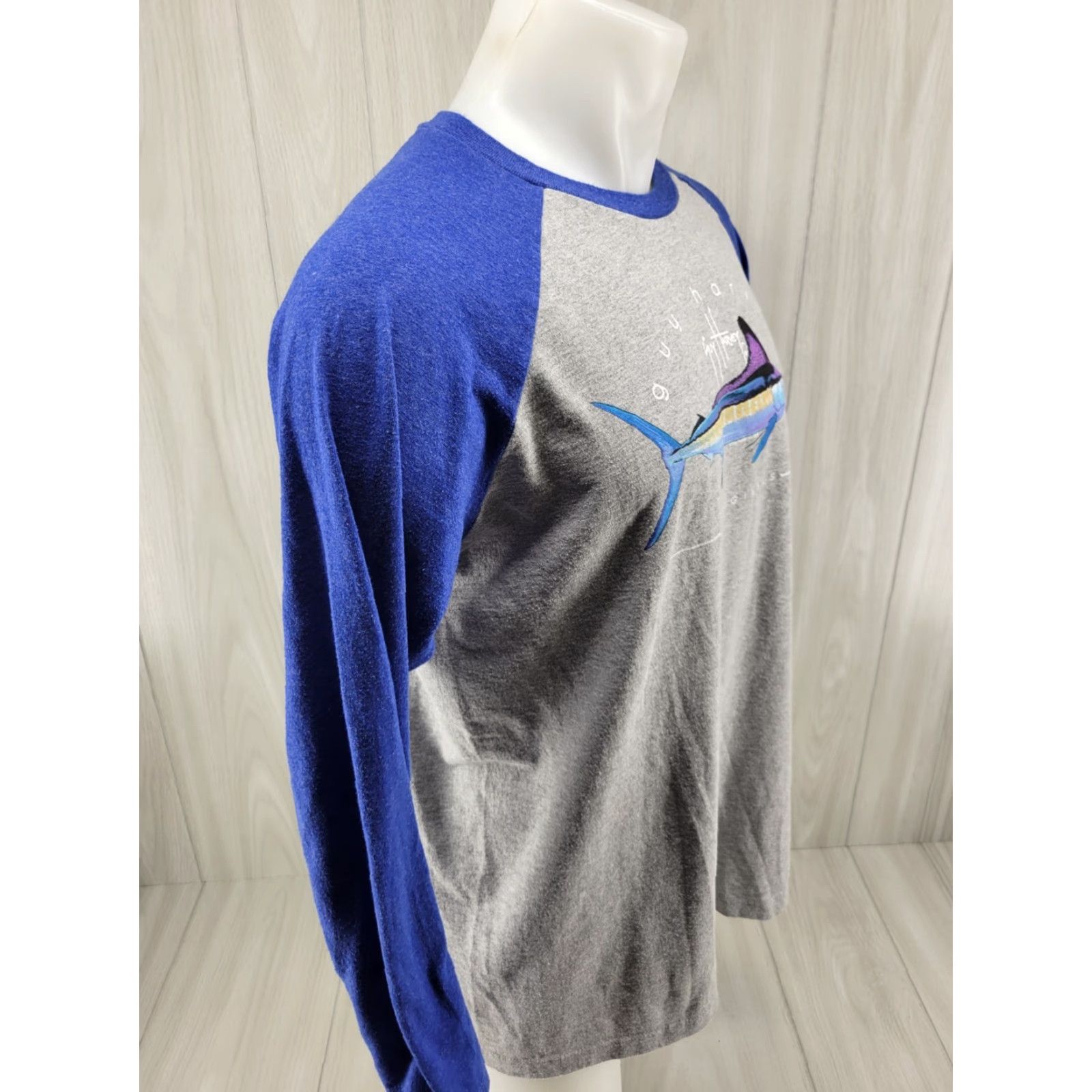 Guy Harvey VINTAGE Guy Harvey Shirt Adult Large Gray & Blue Modern Fit Long Sleeve Mens Size US L / EU 52-54 / 3 - 6 Thumbnail