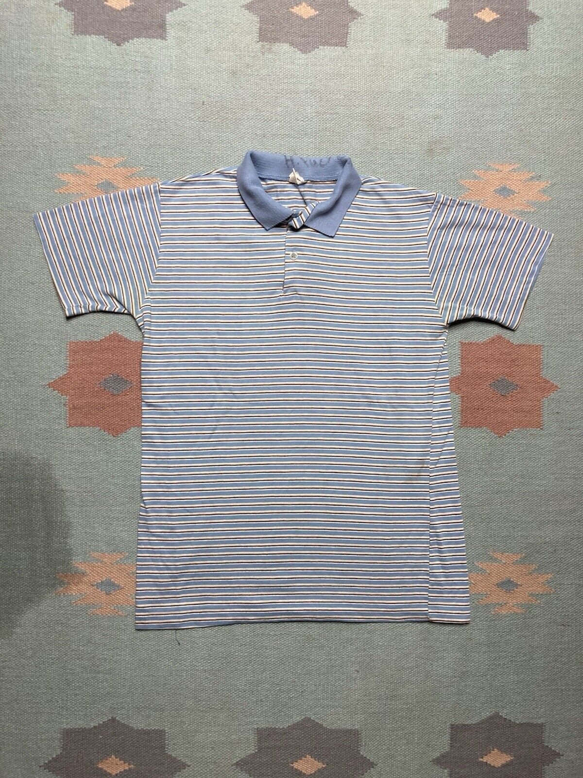 Vintage VTG 70s short sleeve polo shirt donegal striped soft large Size US L / EU 52-54 / 3 - 1 Thumbnail