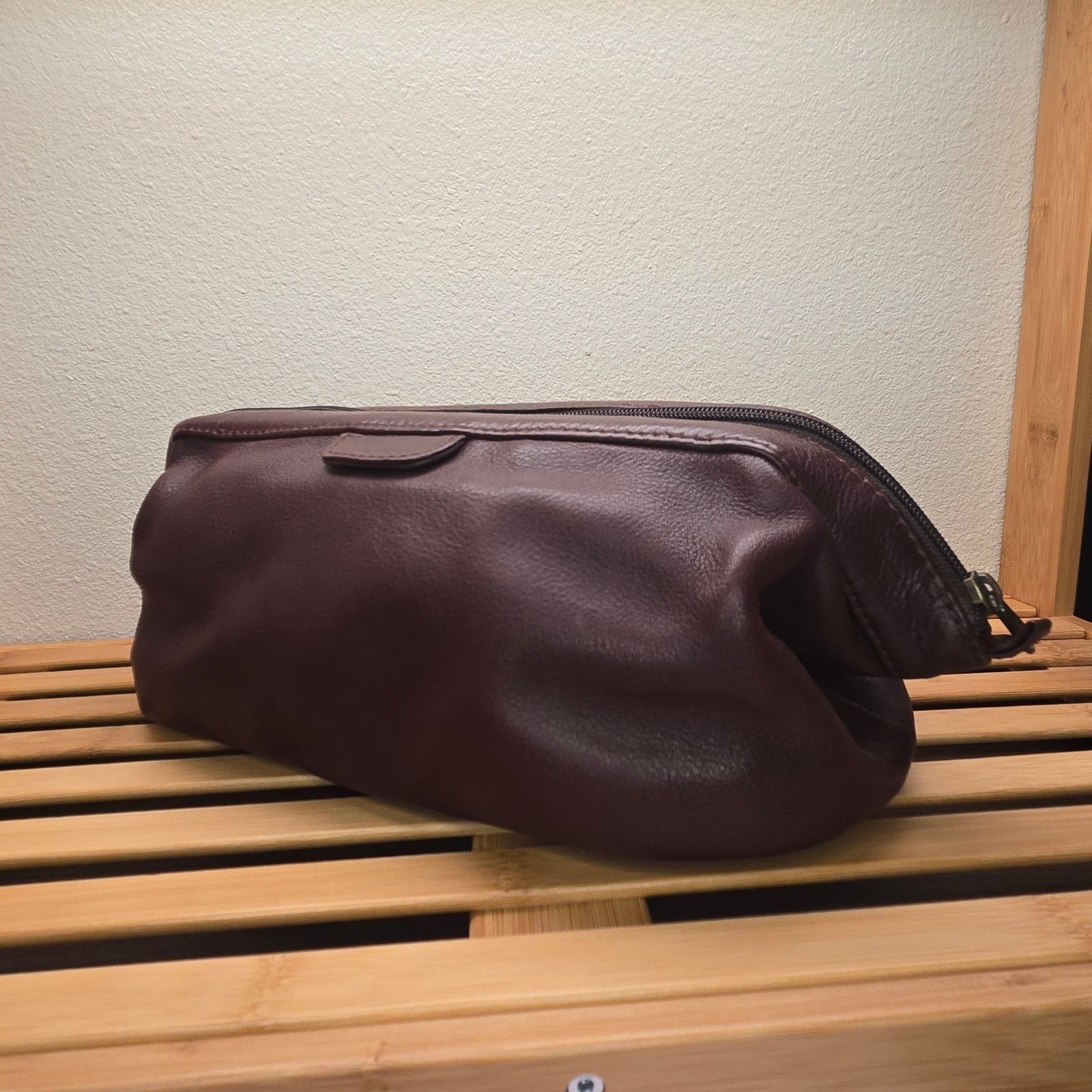 Vintage Vintage Private Label Dark Brown Grain Leather Toiletry Bag Size ONE SIZE - 7 Thumbnail