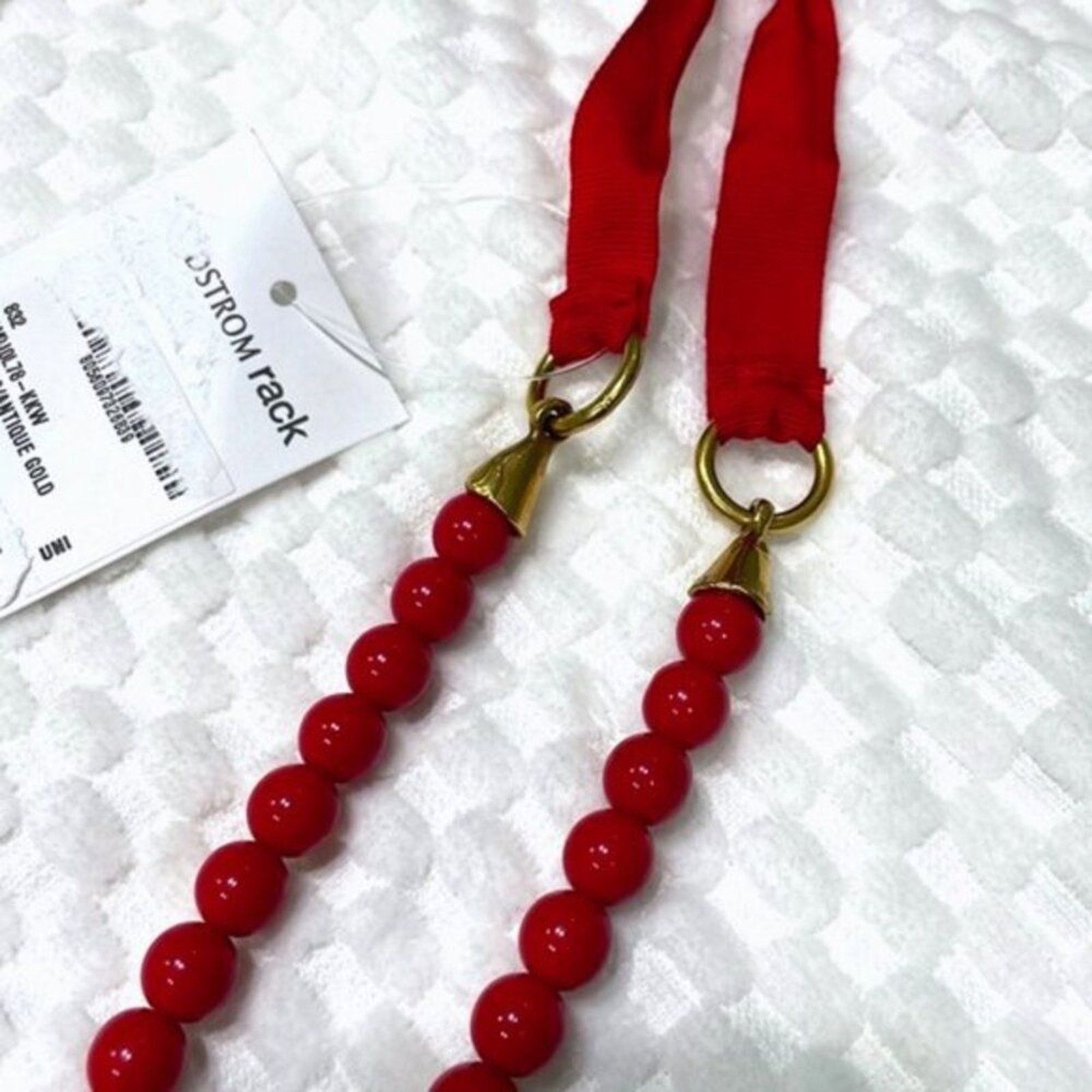 Valentino Valentino red Ribbon Tie Beaded Pendant Necklace Size ONE SIZE - 5 Thumbnail