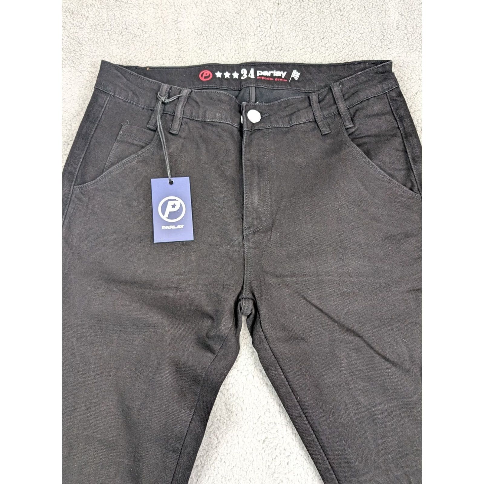 Denime Parlay Mens Skinny Jeans Black Red Denim Distressed 34x32 Size US 34 / EU 50 - 7 Thumbnail