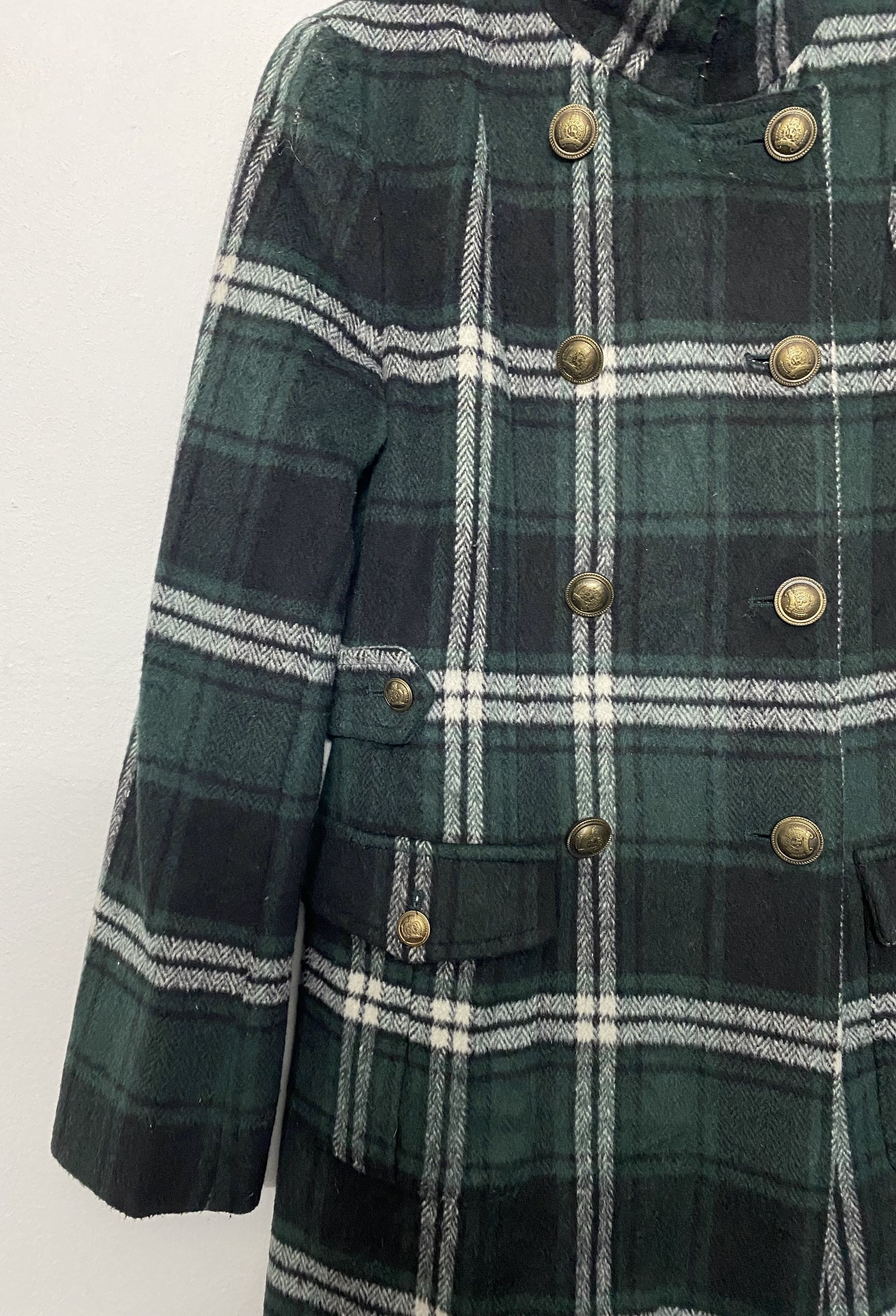 Takeo Kikuchi TK MIXPICE Green Check Tartan Wool Blend Jacket Coat Size M / US 6-8 / IT 42-44 - 5 Thumbnail