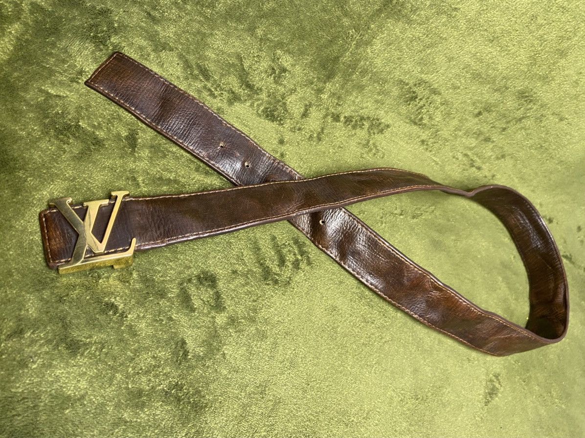 Louis Vuitton Vintage LOUIS VUITTON Leather Belt Brown M6902 Size 34 - 3 Thumbnail