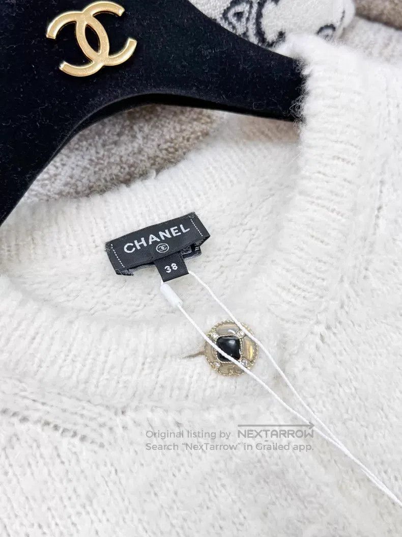 Chanel Chanel Milky white brown edge cashmere knitted cardigan ja Size XS / US 0-2 / IT 36-38 - 5 Thumbnail