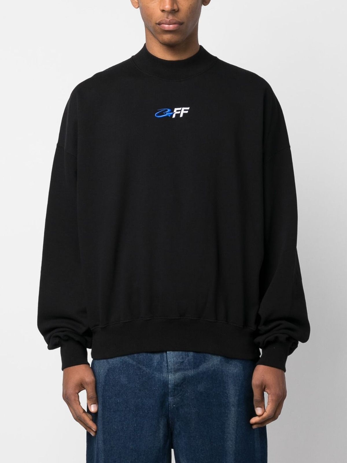 Off-White o1gr1nt0425 Exact Opp Boxy Crewneck Sweatshirt in Black Size US M / EU 48-50 / 2 - 2 Thumbnail