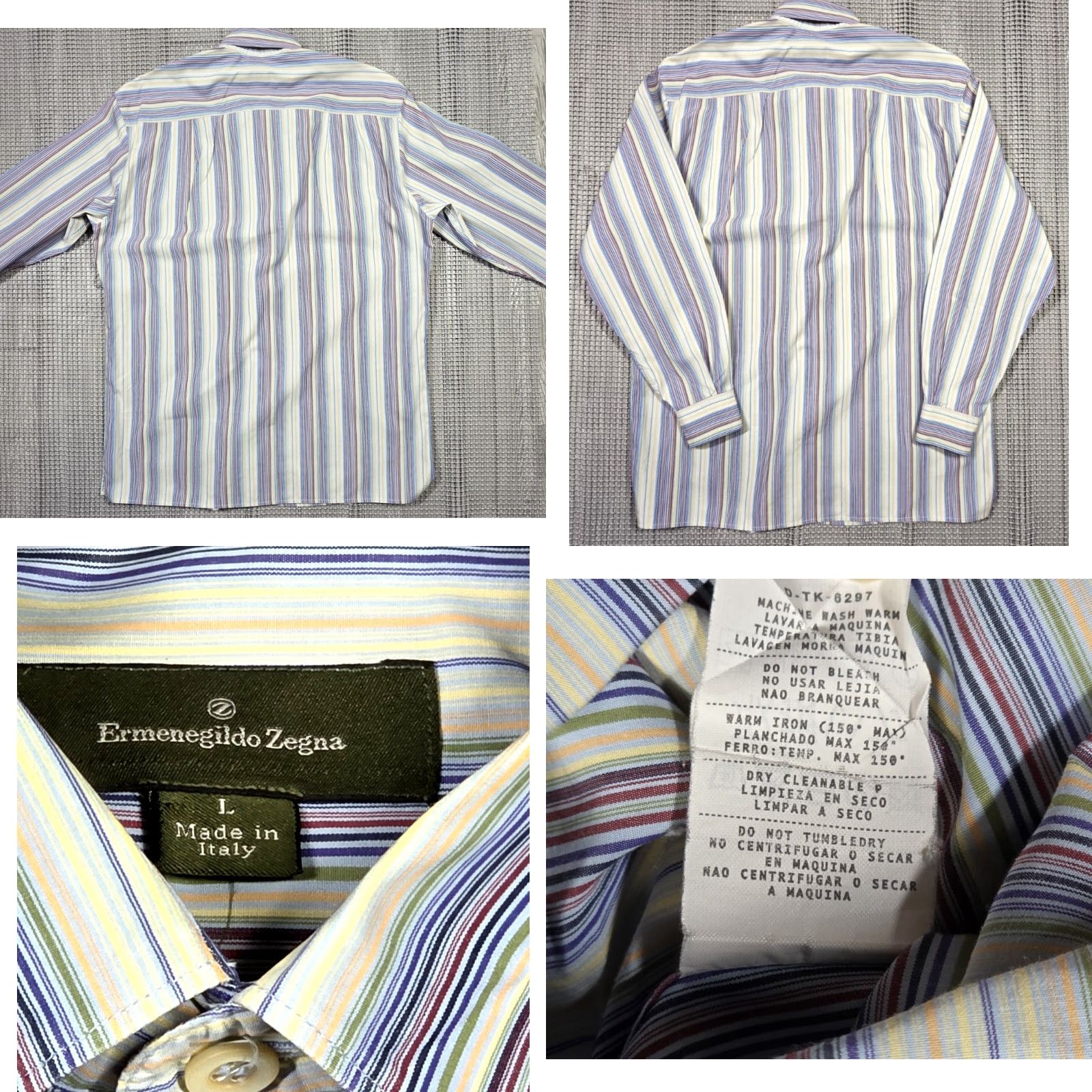 Ermenegildo Zegna Ermenegildo Zegna Button-Up Shirt Men Long Sleeve L Multicolor Stripe Italy Made Size US L / EU 52-54 / 3 - 8 Thumbnail