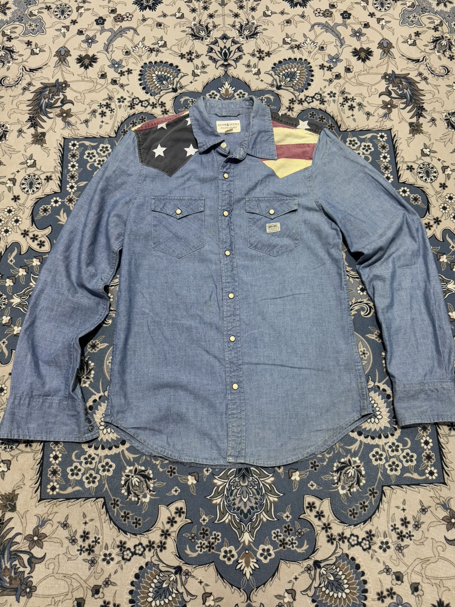 Denim & Supply Ralph Lauren × Polo Ralph Lauren × RRL Ralph Lauren Denim And Supply Ralph Lauren America Patchwork Shirt Size US S / EU 44-46 / 1 - 1 Thumbnail