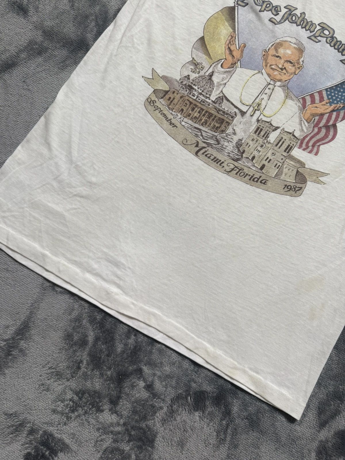 Vintage 1987 Pope John Paul II Miami FL Tee Single Stitch Vintage Size US M / EU 48-50 / 2 - 7 Thumbnail