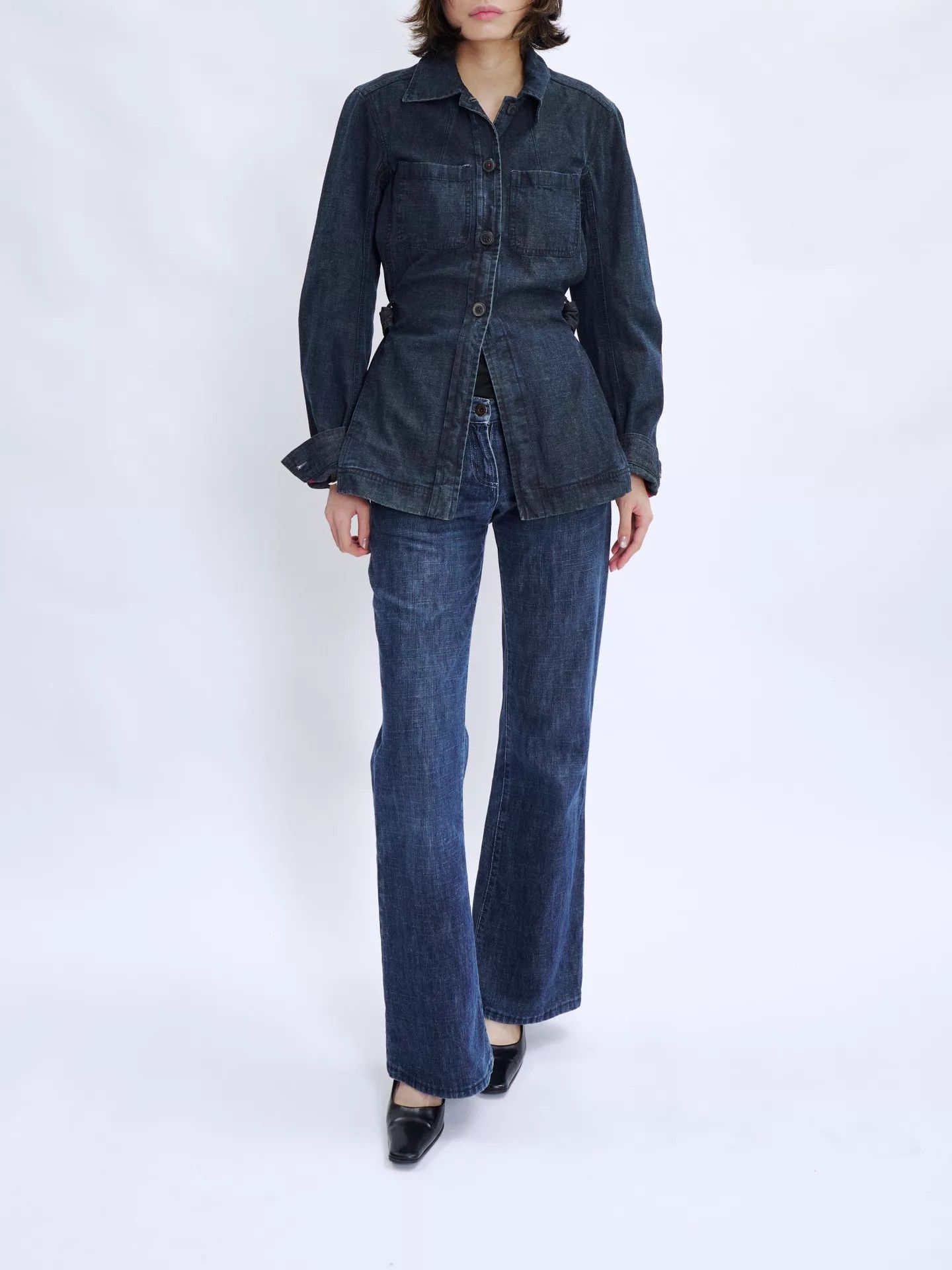Prada PRADA 00s Linea Rossa Waist Belt Denim Jacket Deep Indigo Size M / US 6-8 / IT 42-44 - 3 Thumbnail