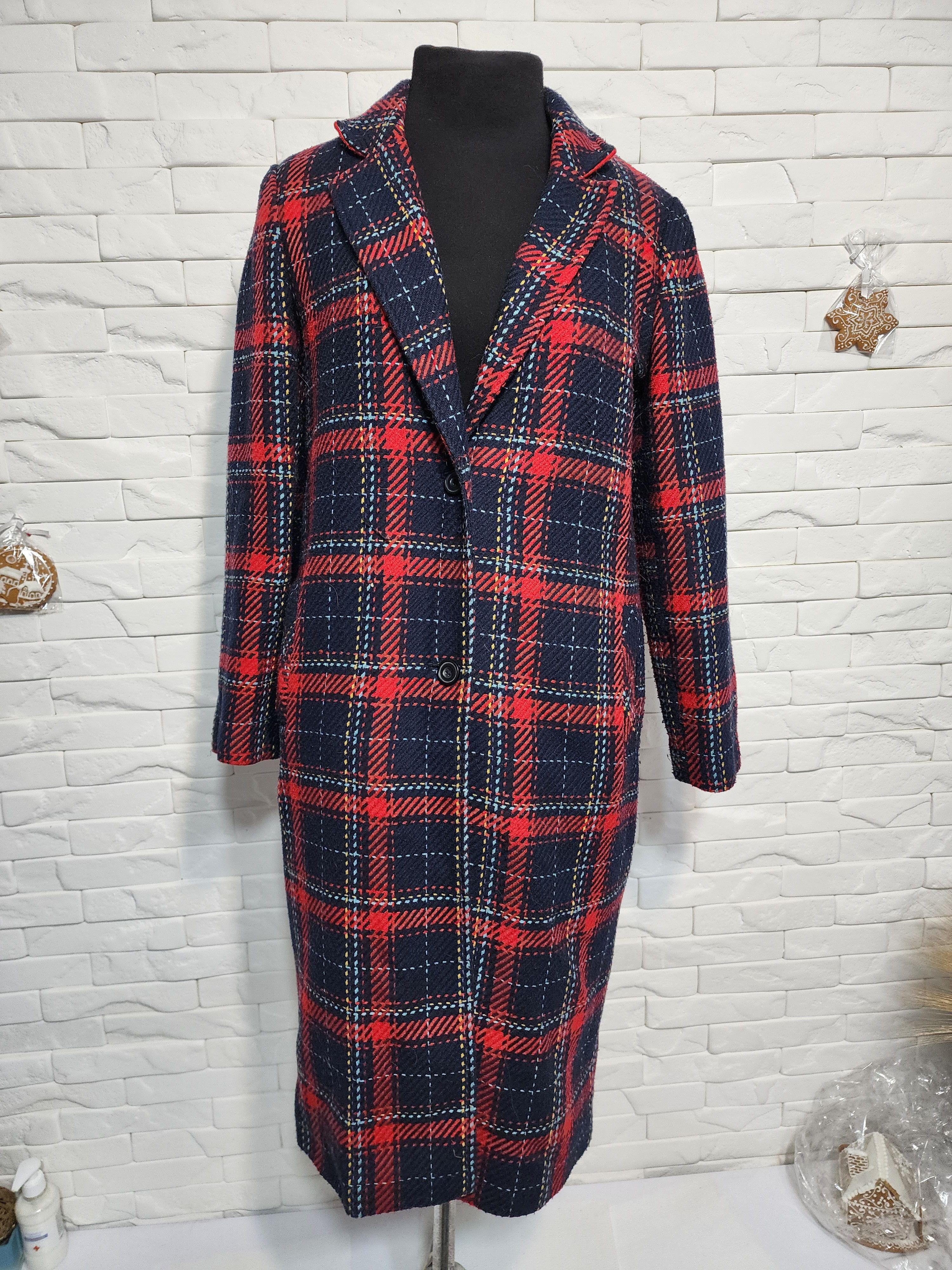 Primark Black and Red Trench Coat: Long Women's Coat Size L / US 10 / IT 46 - 1 Thumbnail