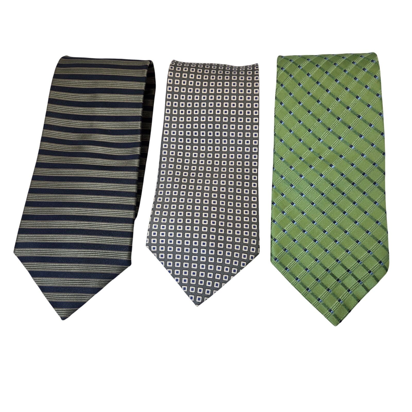 Tommy Hilfiger Tommy Hilfiger Silk Tie Lot Green Blue 3.75 USA Contrast Tip Size ONE SIZE - 1 Thumbnail