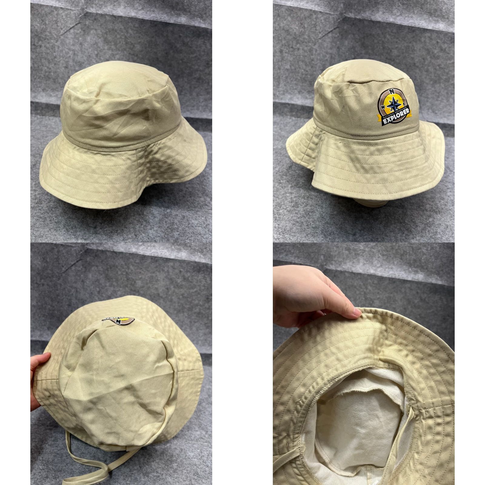 Vintage National Geographic Explorer Bucket Hat Adult One Size Beige 100% Polyester Camp Size ONE SIZE - 8 Thumbnail