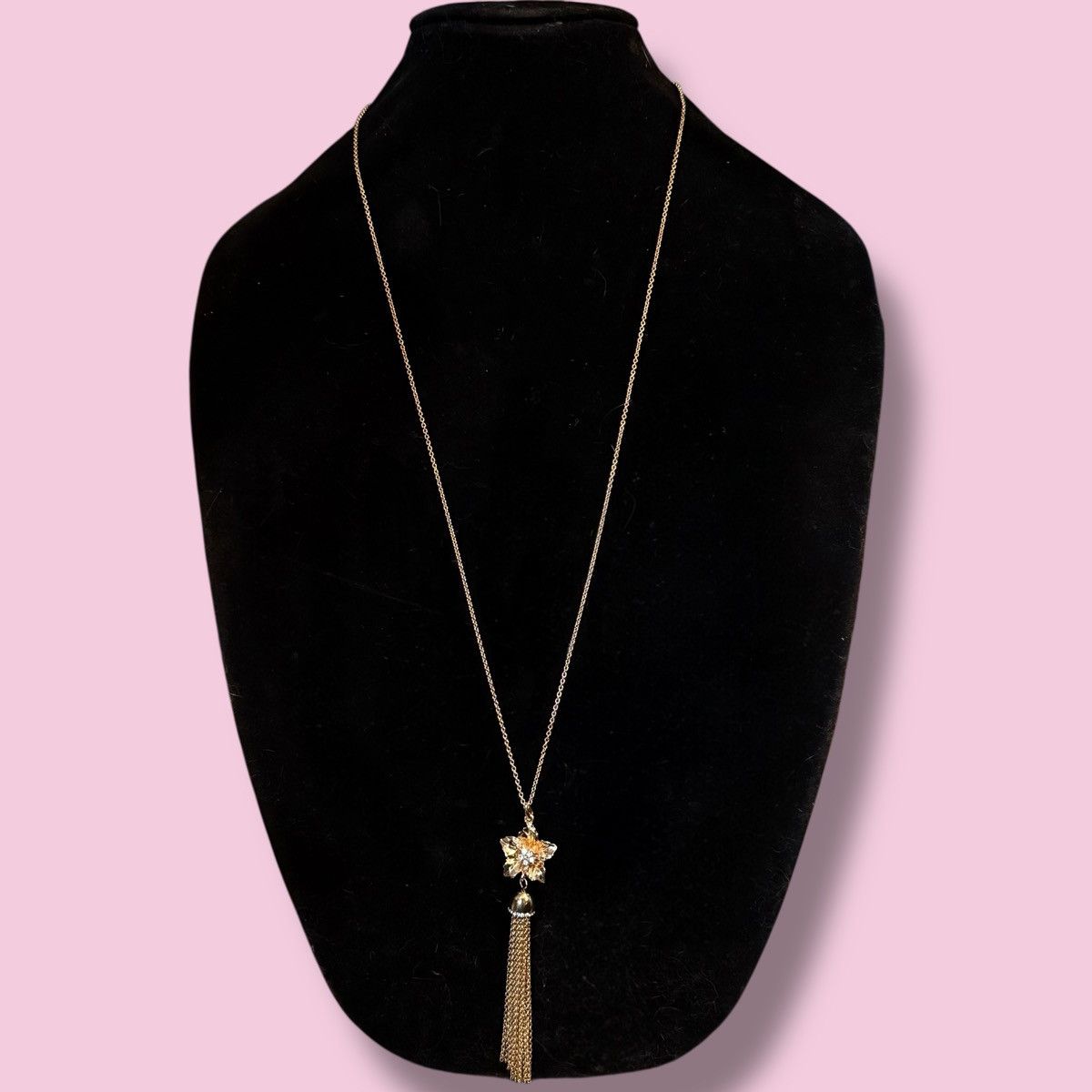 Vince Camuto Vince Camuto gold tone CZ flower tassel pendant necklace Size ONE SIZE - 2 Thumbnail